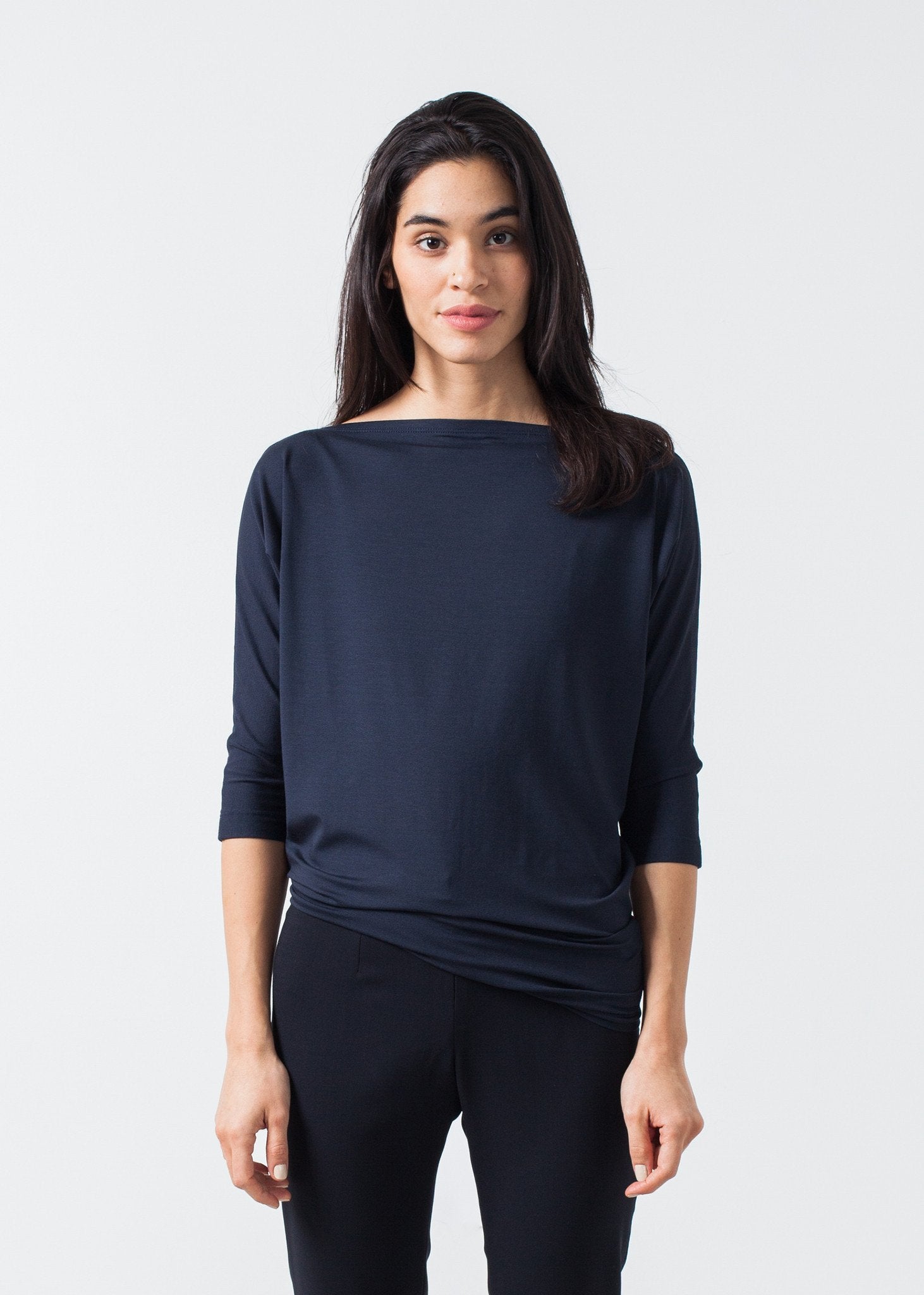 Boat Neck Top in Marine right Boat Neck Top in Marine
