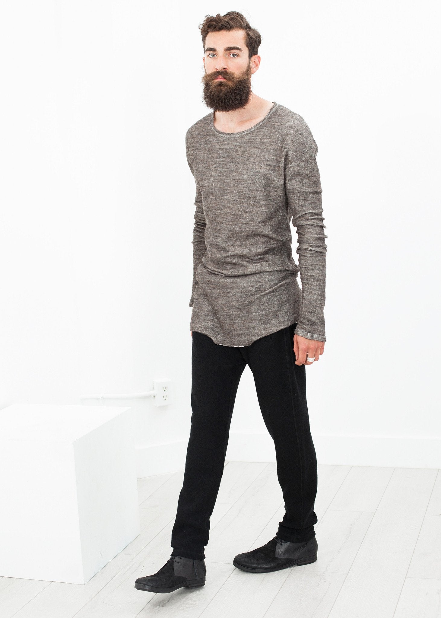 Extra Long Sleeve Sweater in Cavern - raj