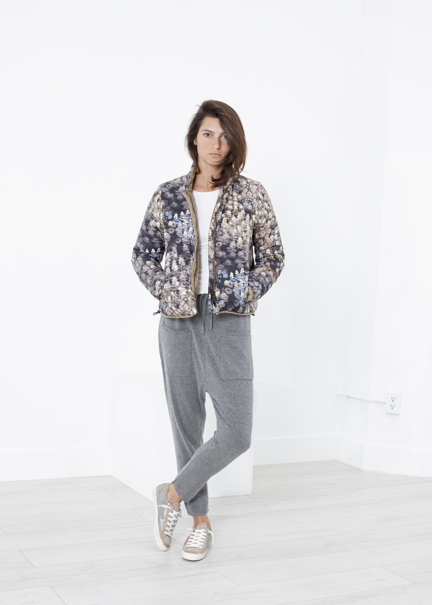 Deione Coat in Graphite Floral right Deione Coat in Graphite Floral