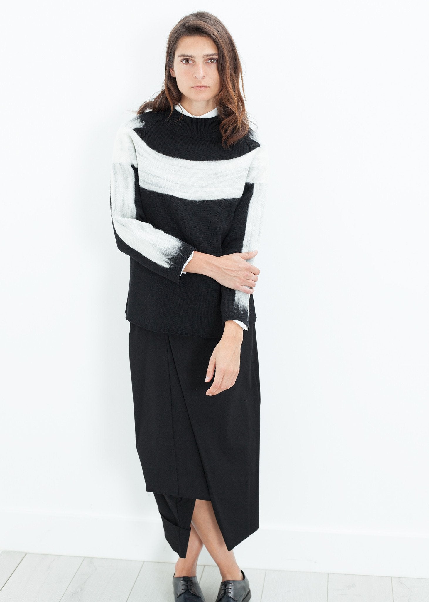 Contrast Felted Sweater in Black right Contrast Felted Sweater in Black