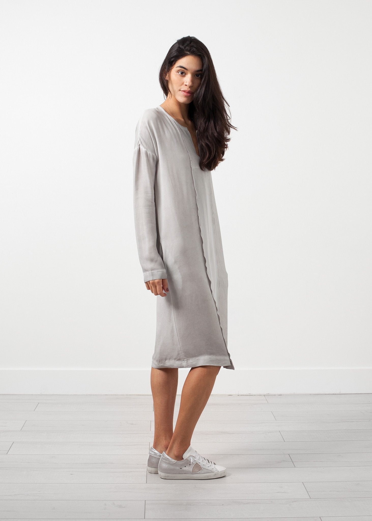Long Sleeve Silk Dress right Long Sleeve Silk Dress