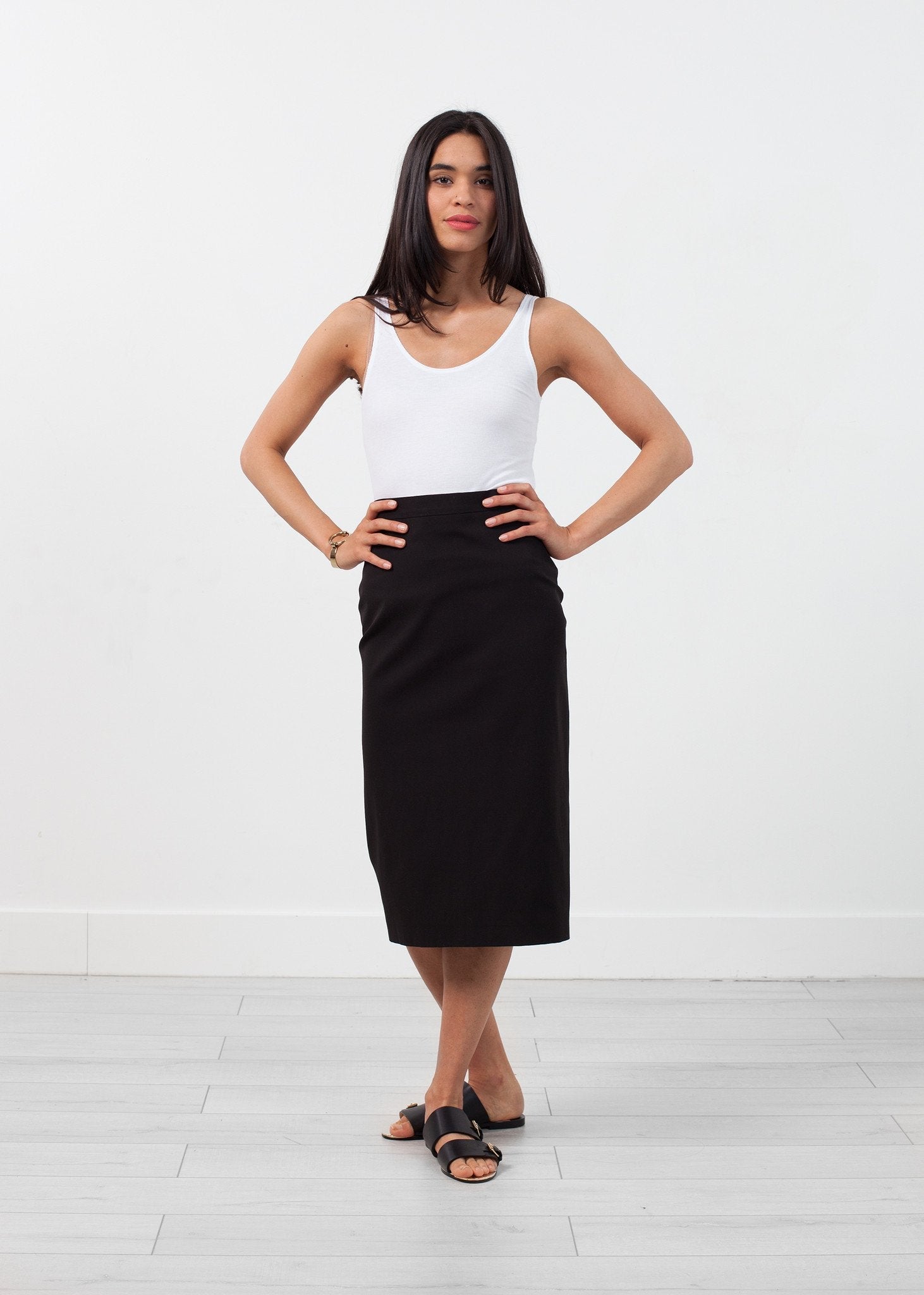 Long Pencil Skirt in Black right Long Pencil Skirt in Black