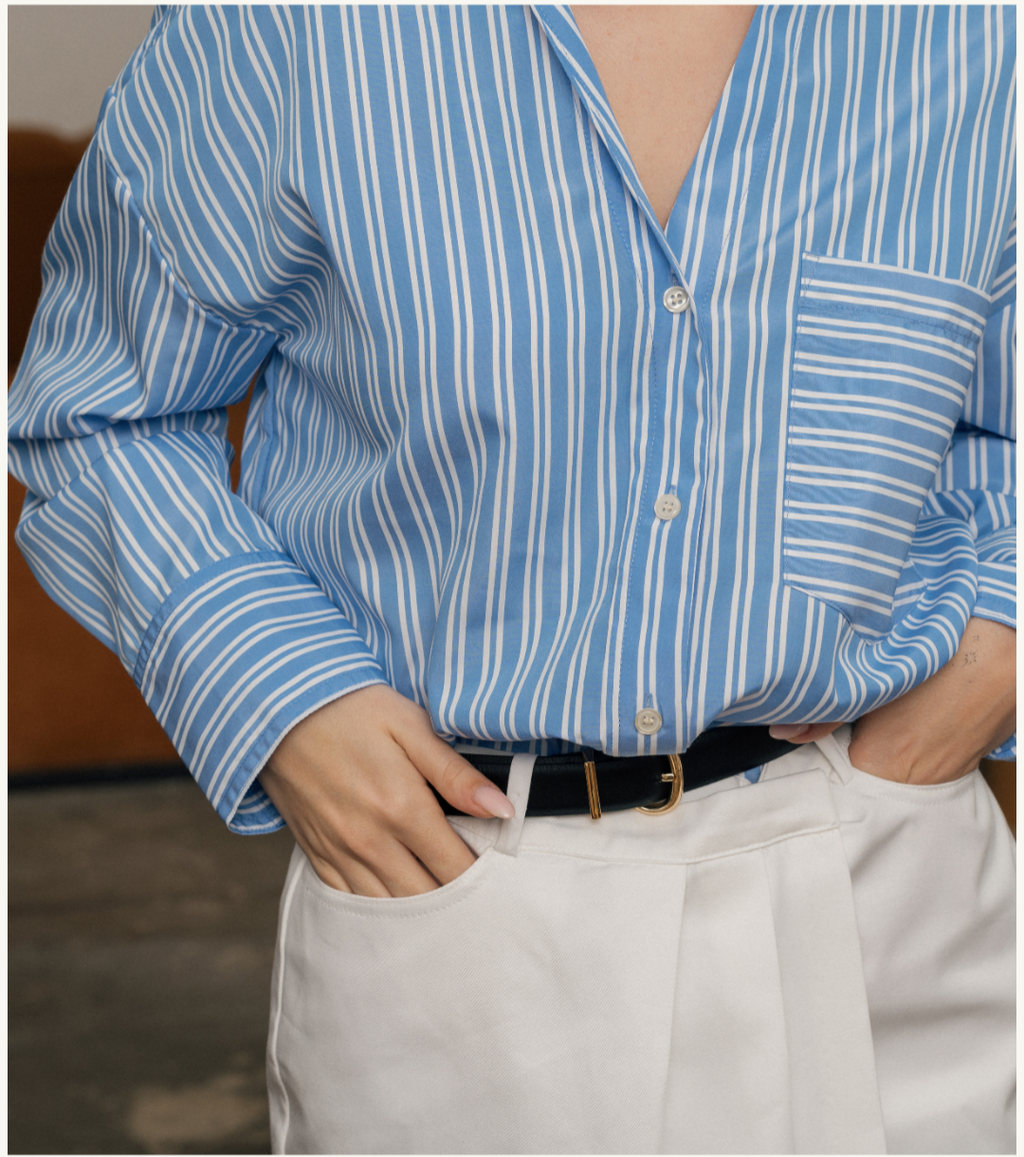 Blue Striped Shirt for Women raj