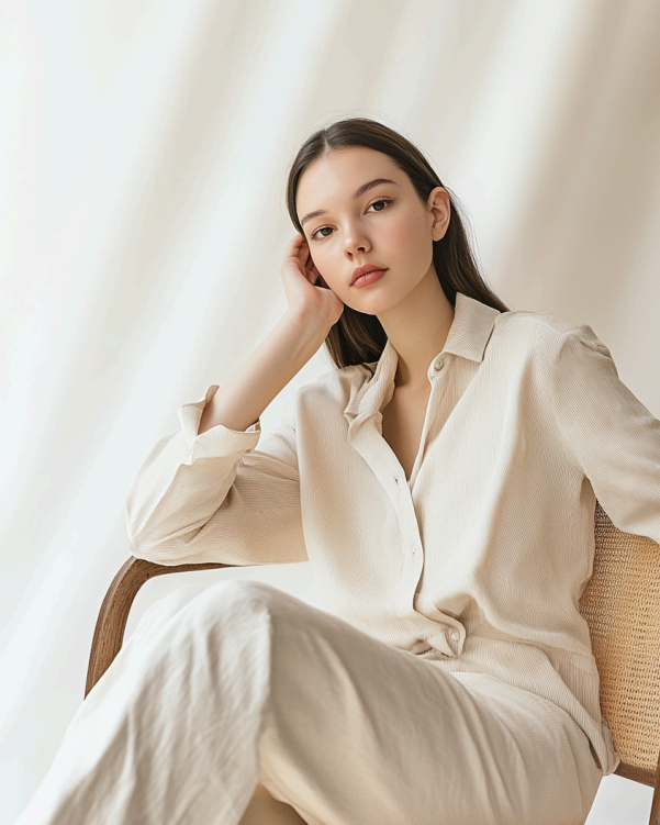 Beige Long-Sleeve Shirt for women raj