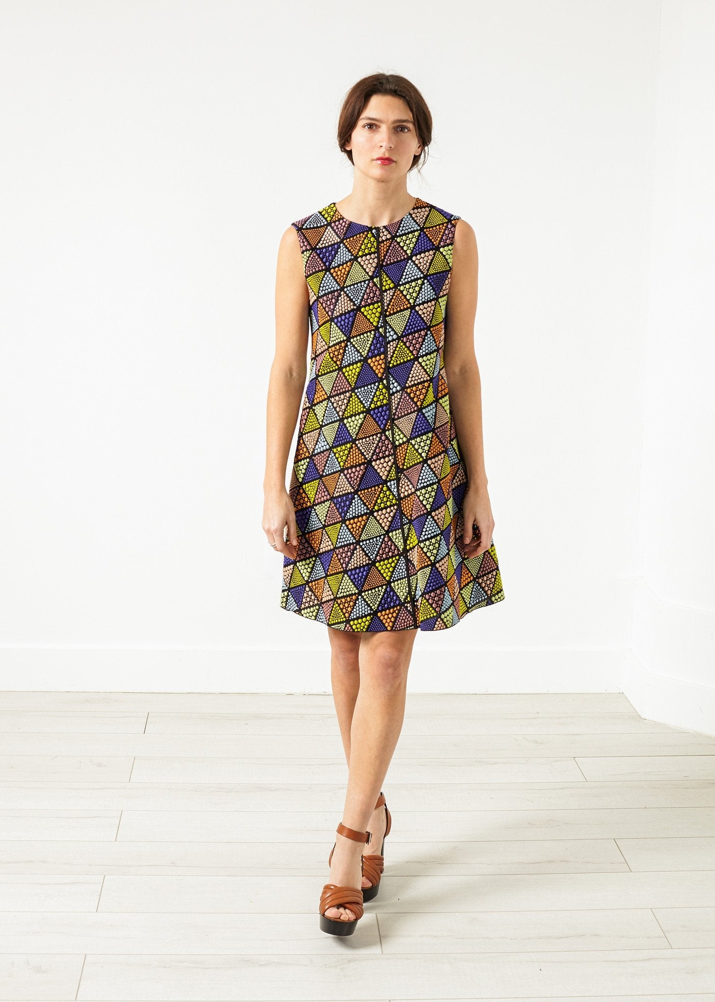 Triangle Sleeveless Dress in Multi -nadeem