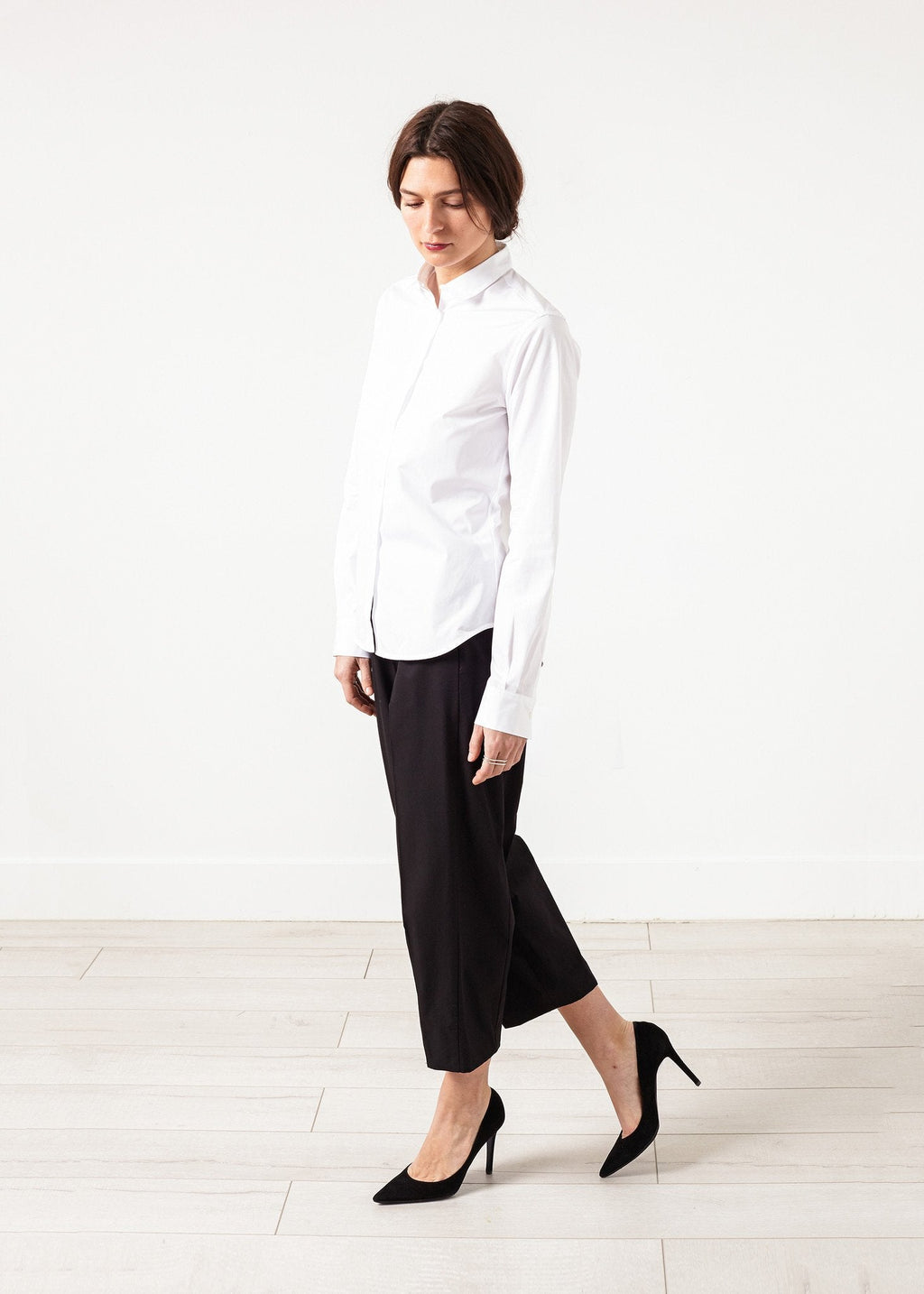 Wide Cropped Trouser in Black -nadeem
