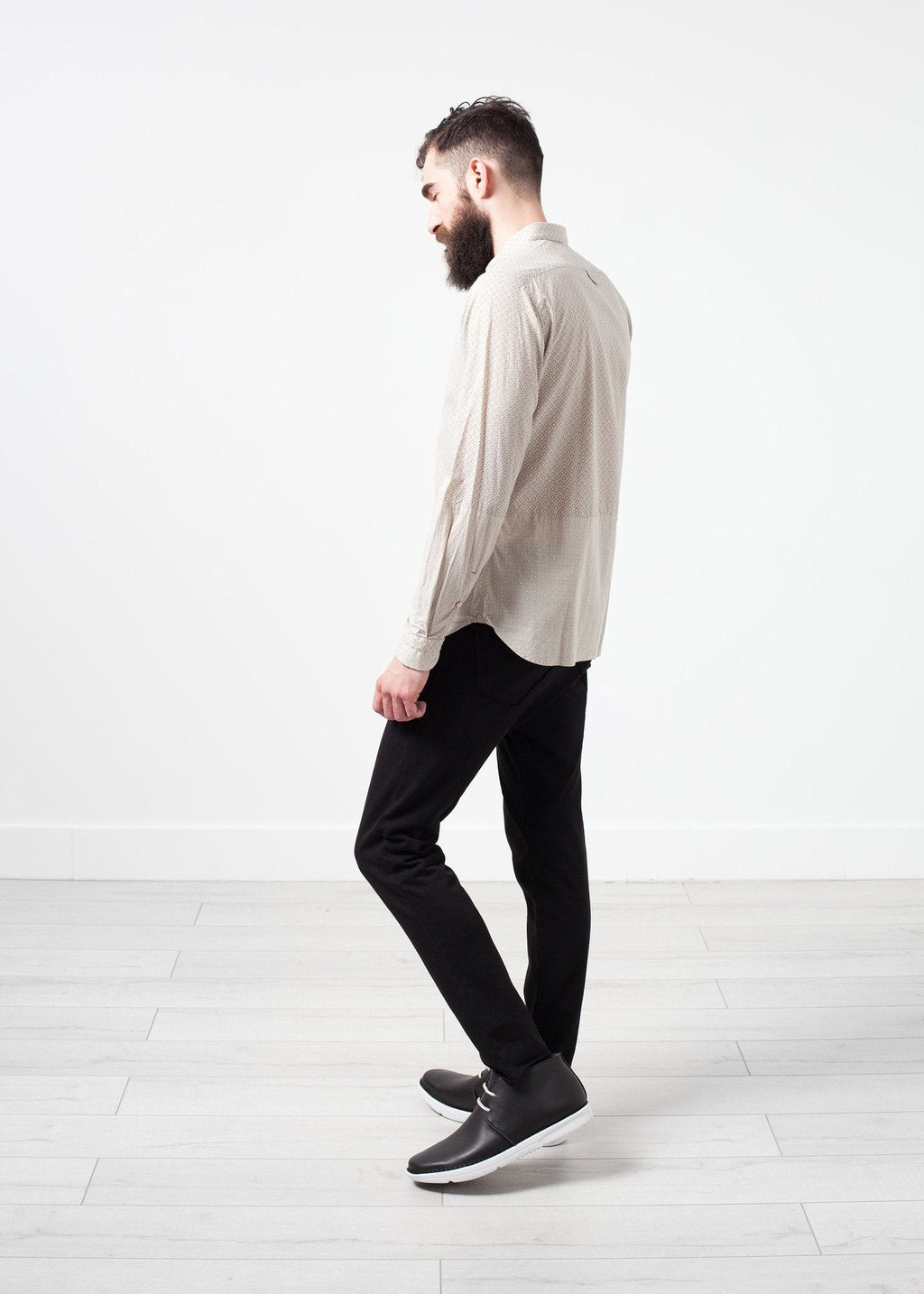 Patterned Button Up in Beige - raj