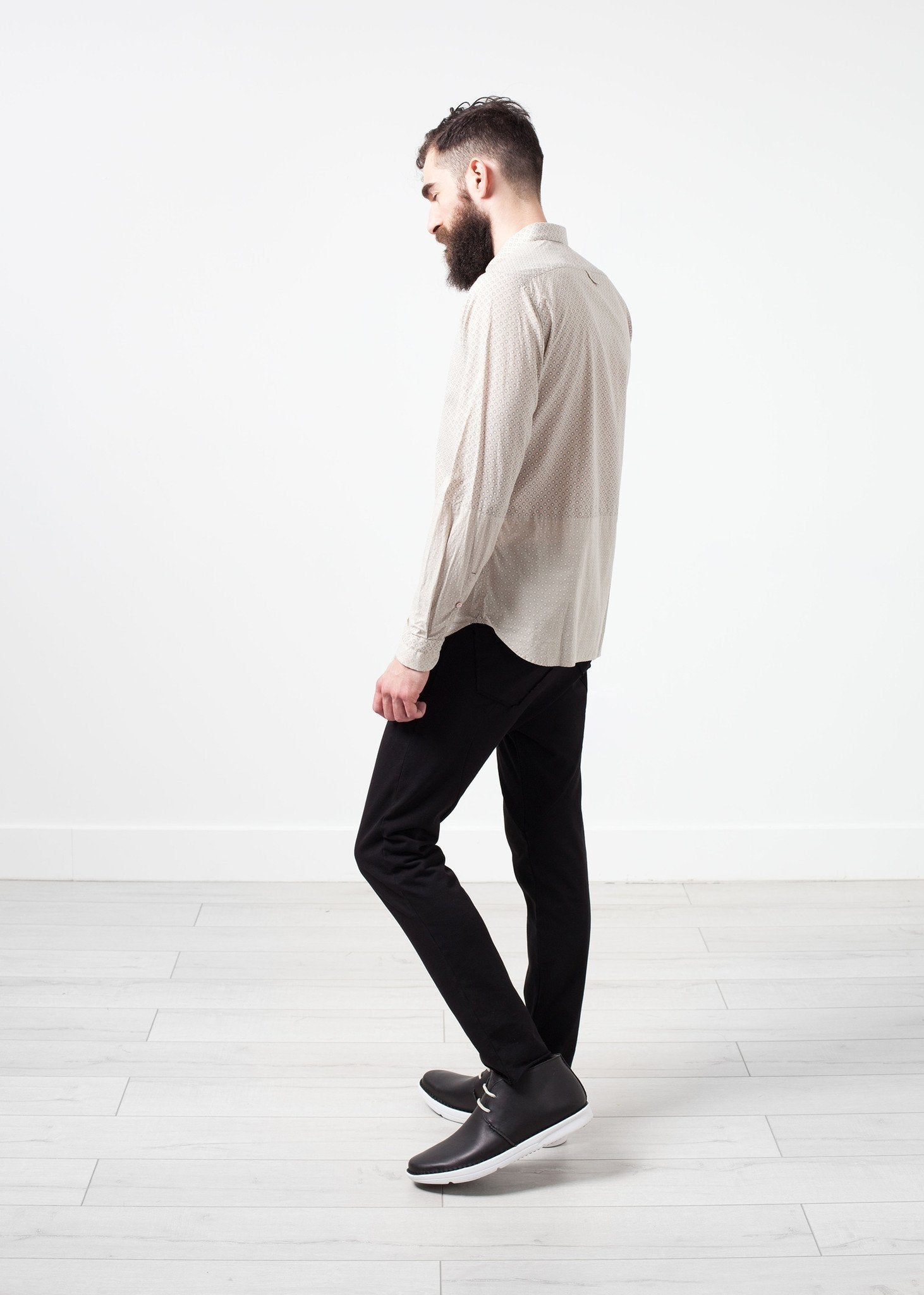 Patterned Button Up in Beige - raj