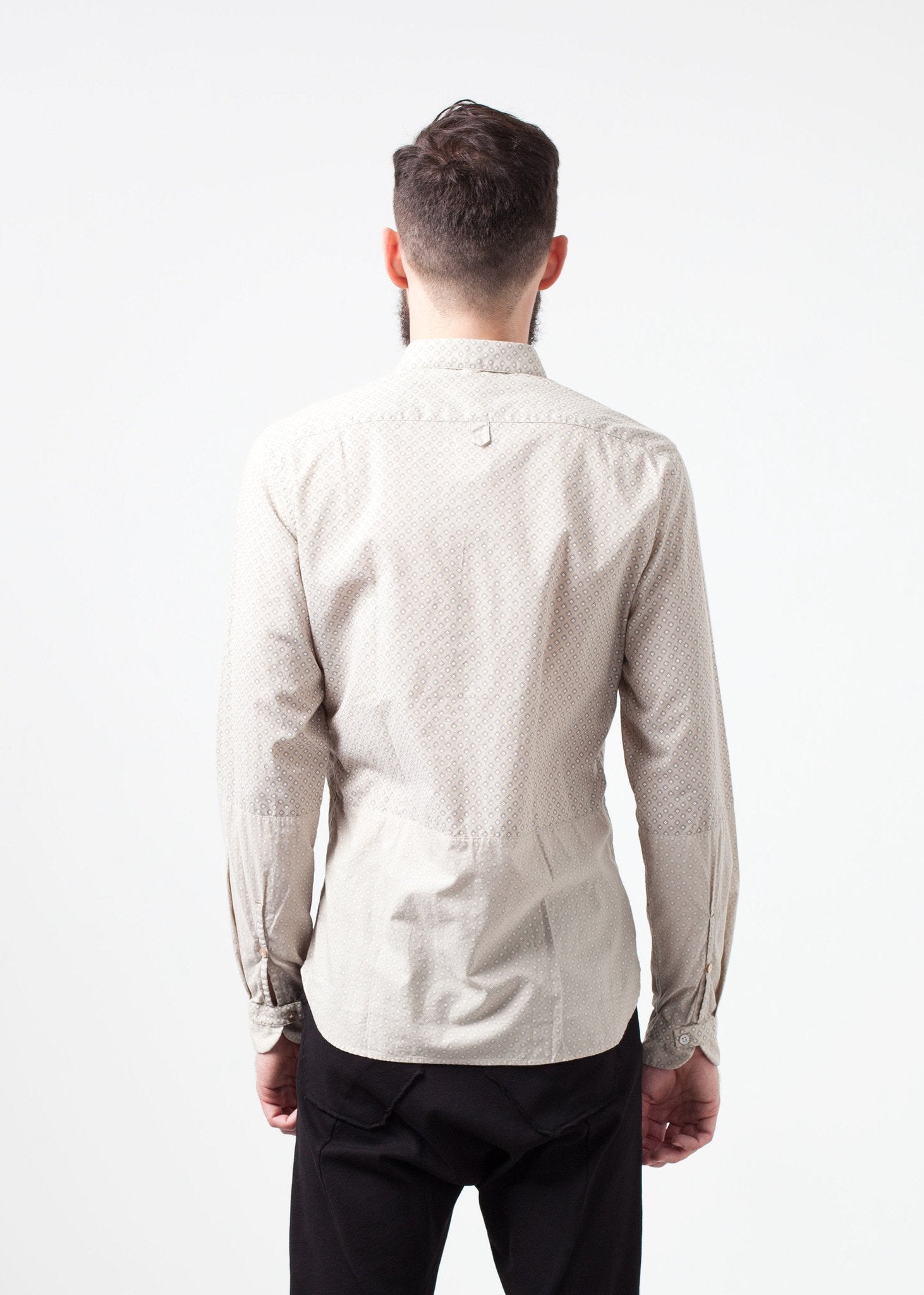 Patterned Button Up in Beige - raj