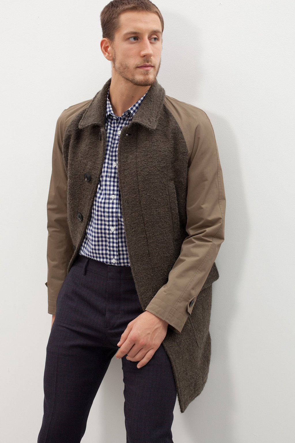 Raglan Maniche Coat in Olive -nadeem