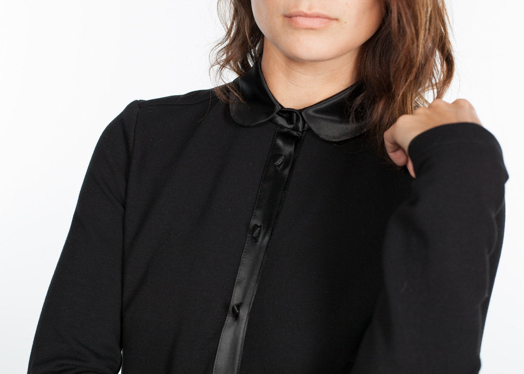 Fleece Jersey Dress in Black - raj