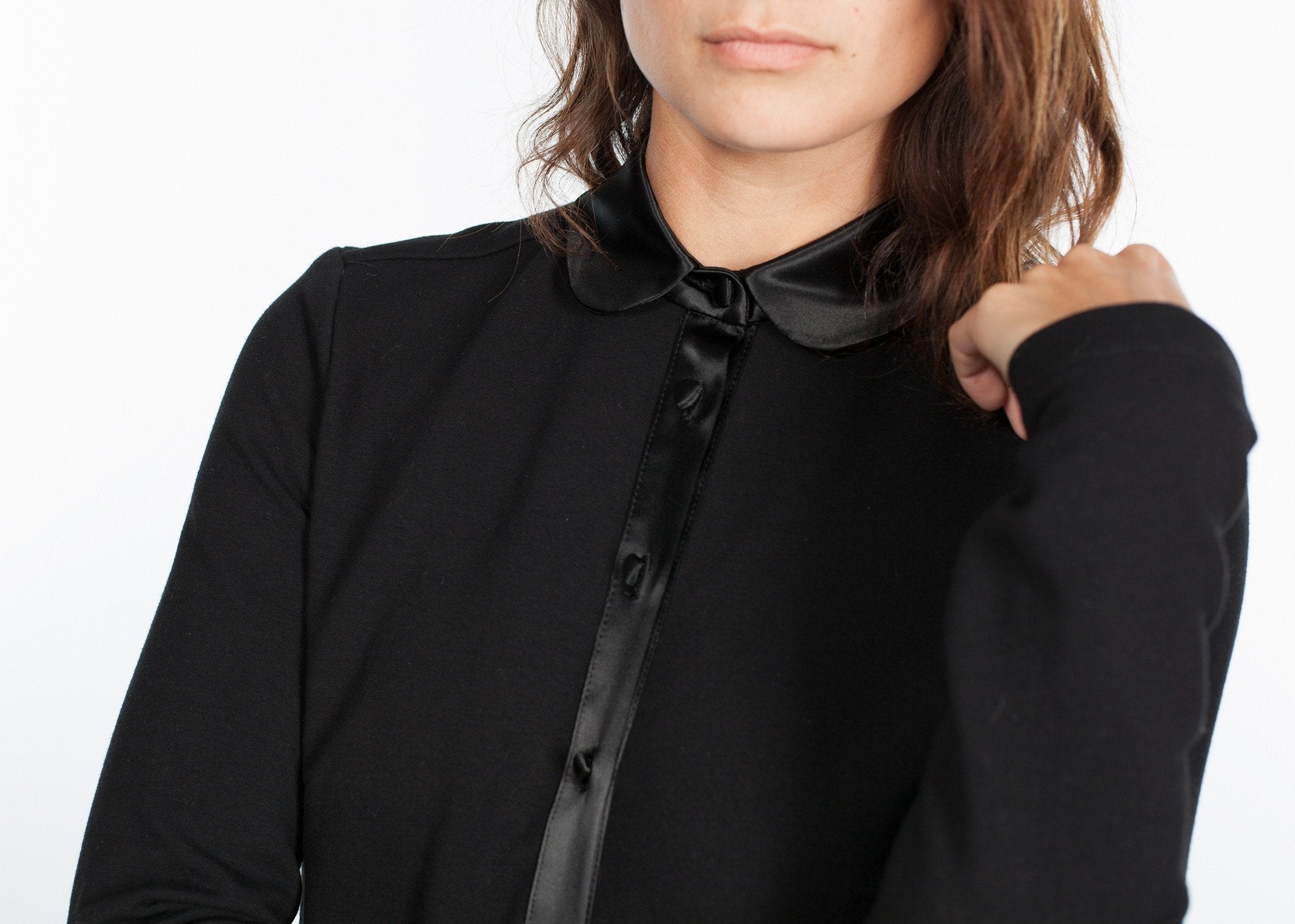 Fleece Jersey Dress in Black - raj