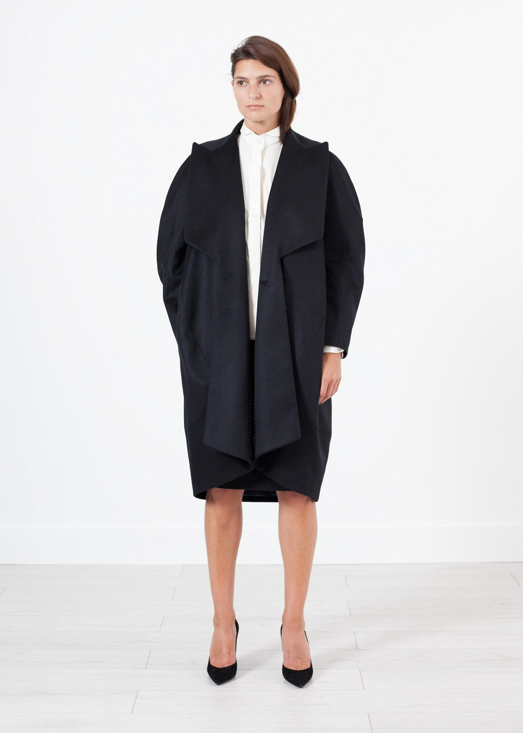 Shahmeena Cocoon Coat in Black - raj