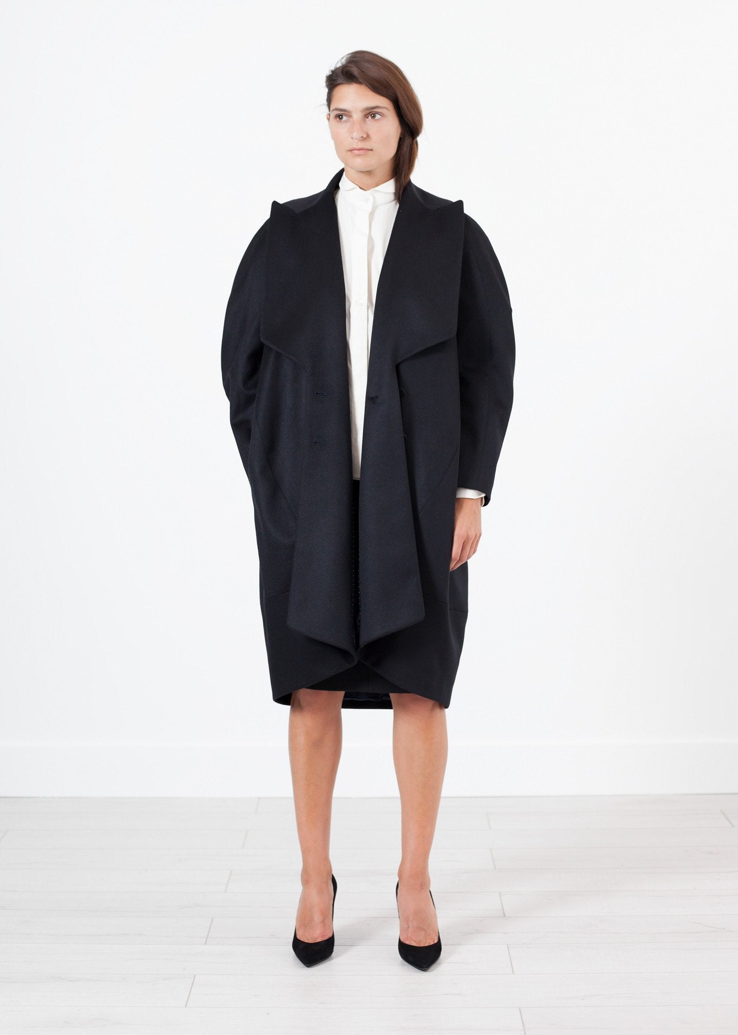 Shahmeena Cocoon Coat in Black - raj