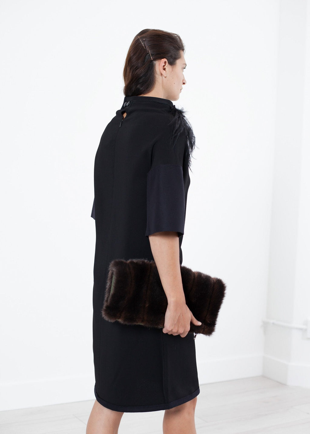 Ostrich Plume Dress in Black - raj