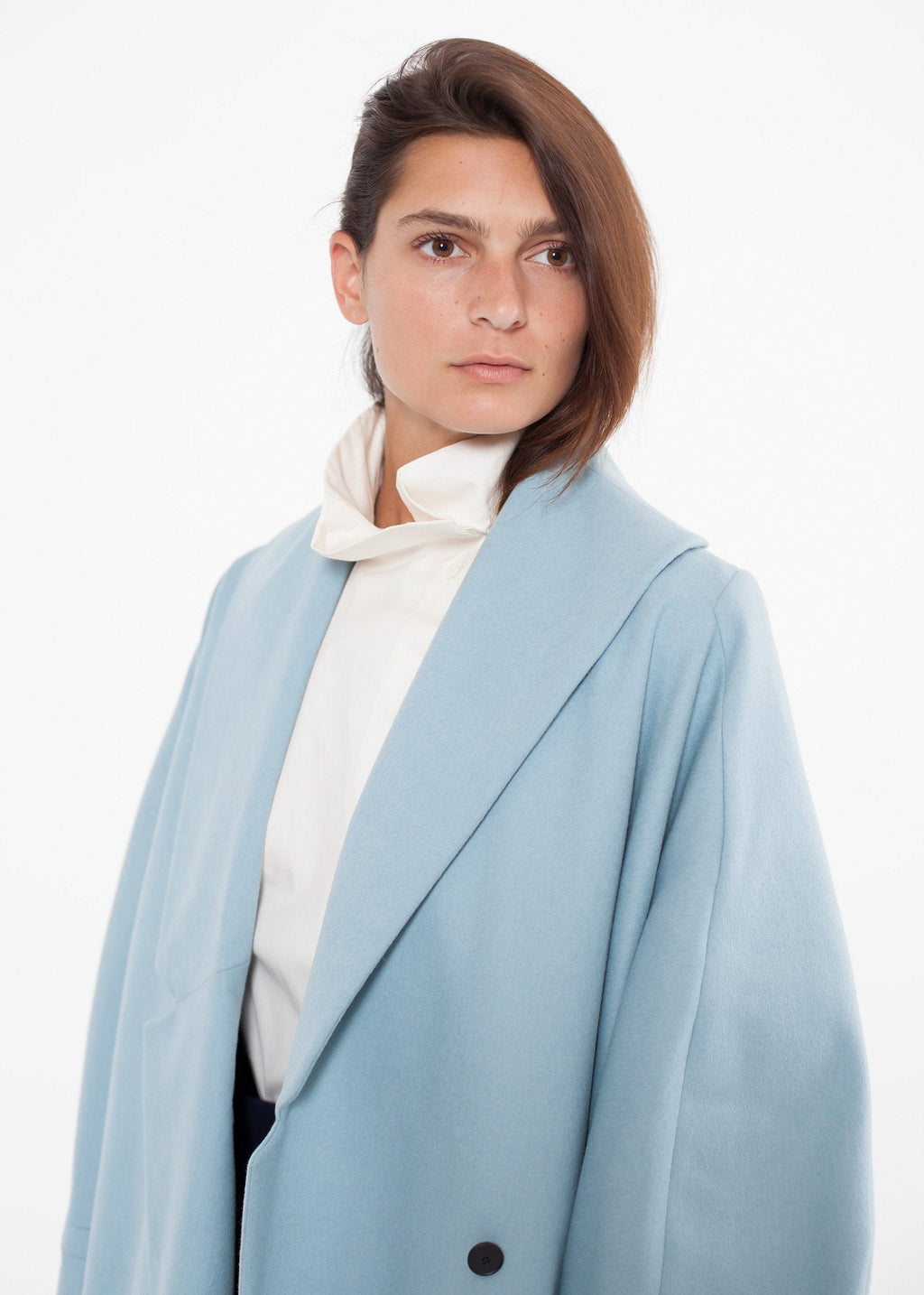 Full Collar Poplin Blouse in Off White - raj