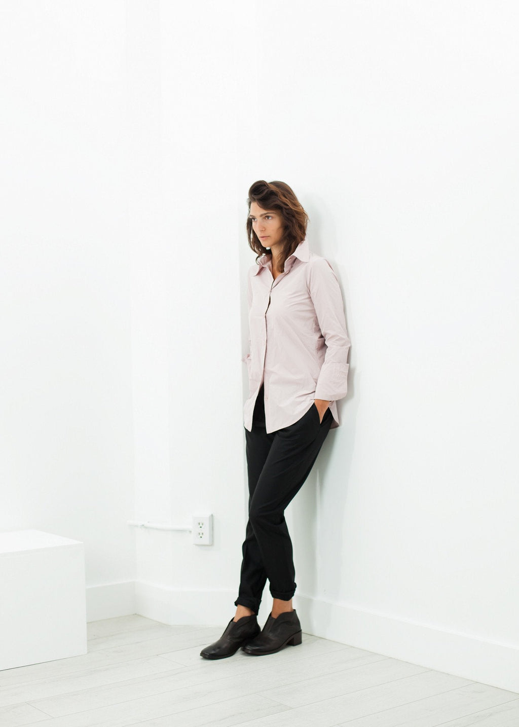 Pointed Collar Blouse in Rose -nadeem
