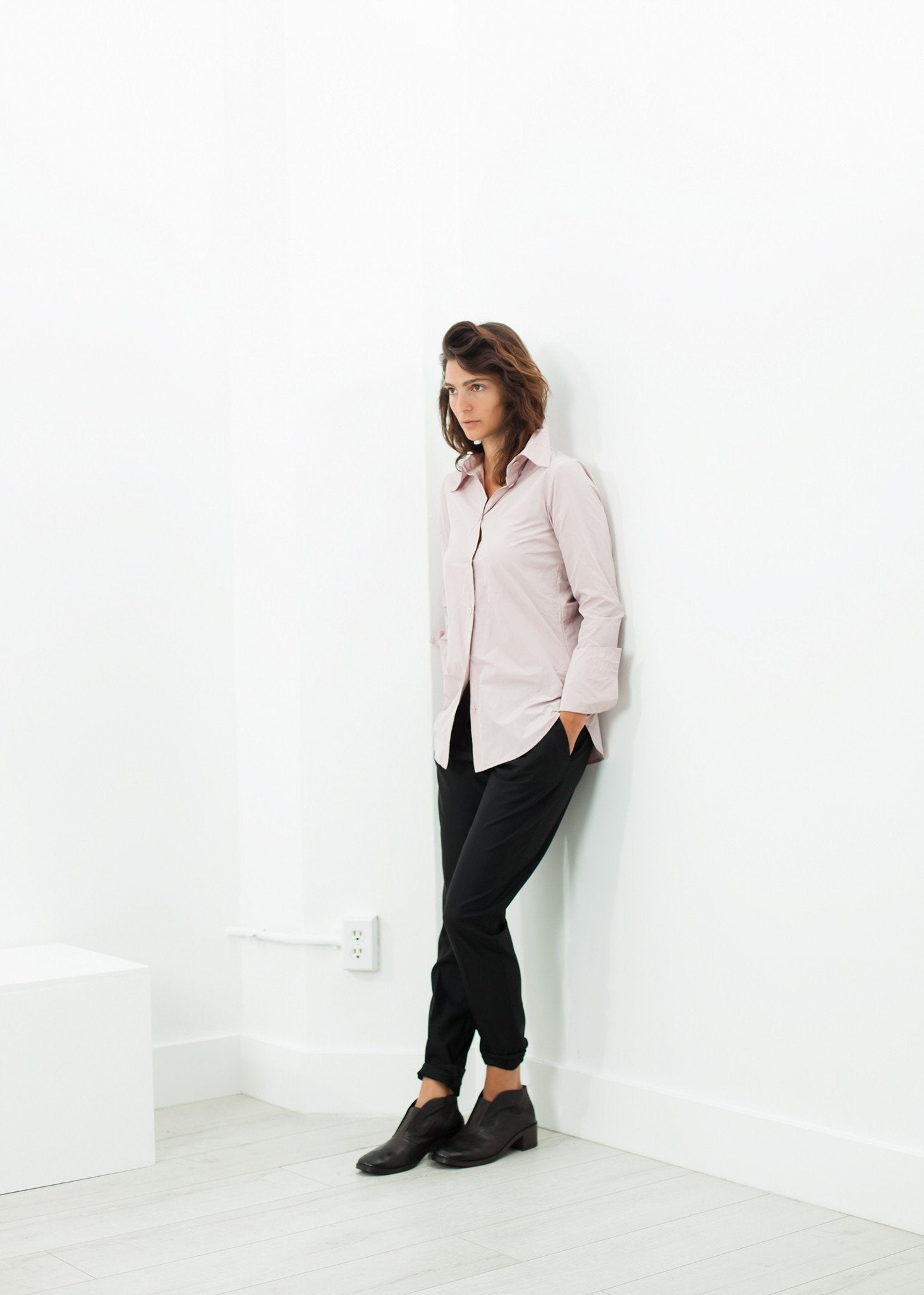 Pointed Collar Blouse in Rose -nadeem