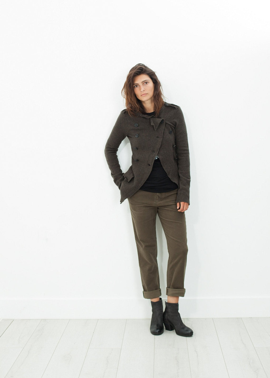 Sueded Cotton Pant in Khaki - raj