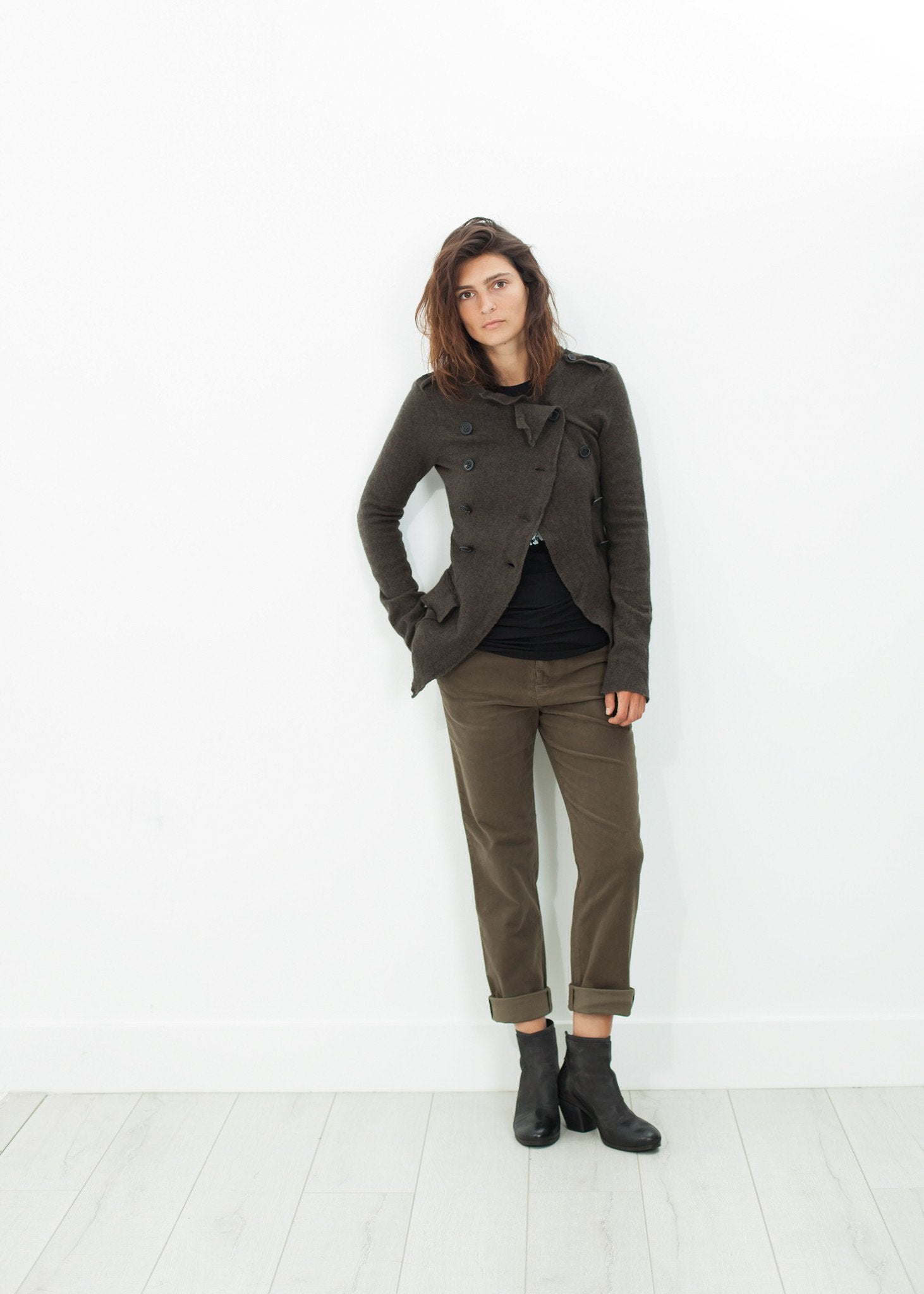 Sueded Cotton Pant in Khaki - raj