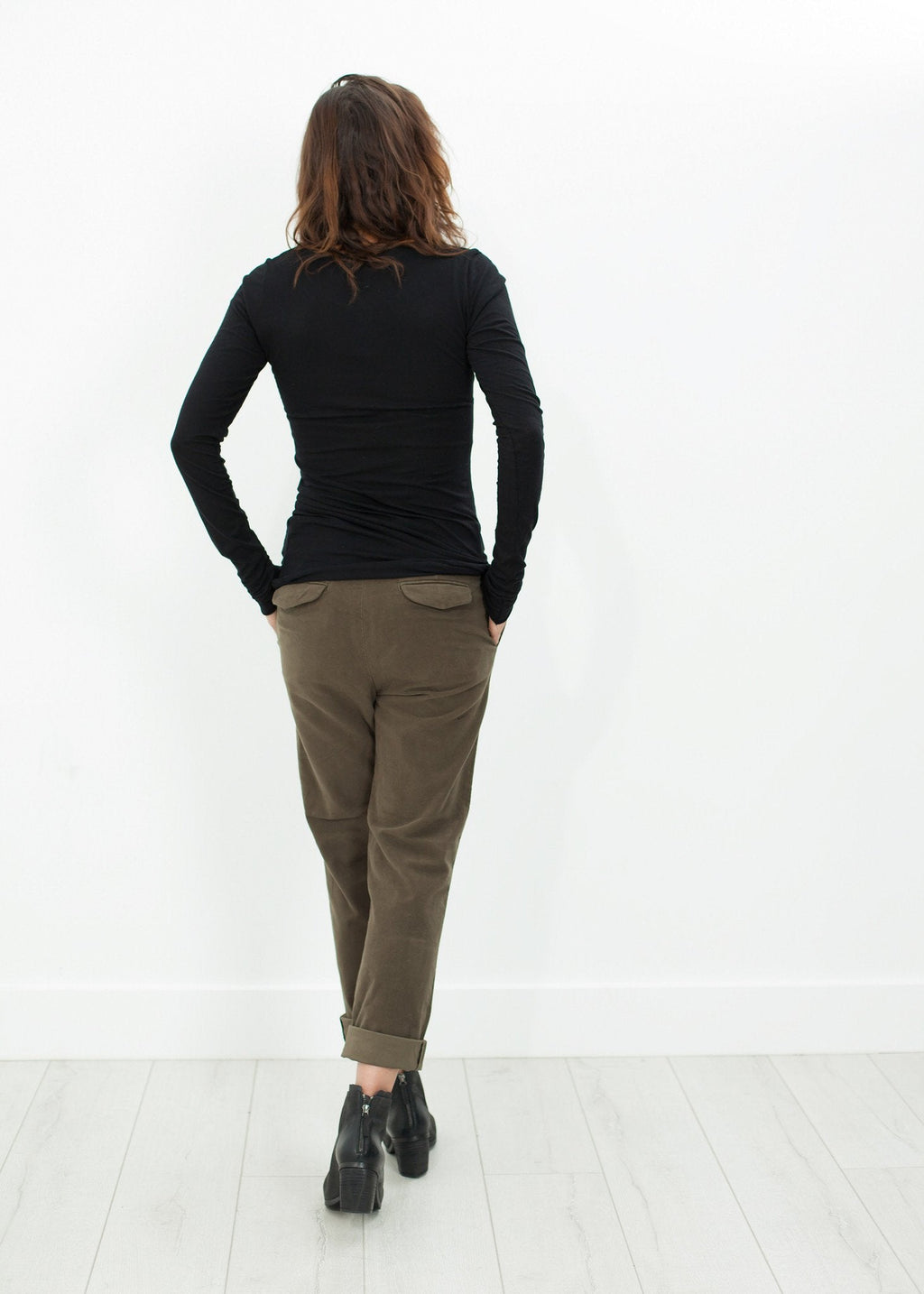 Sueded Cotton Pant in Khaki - raj