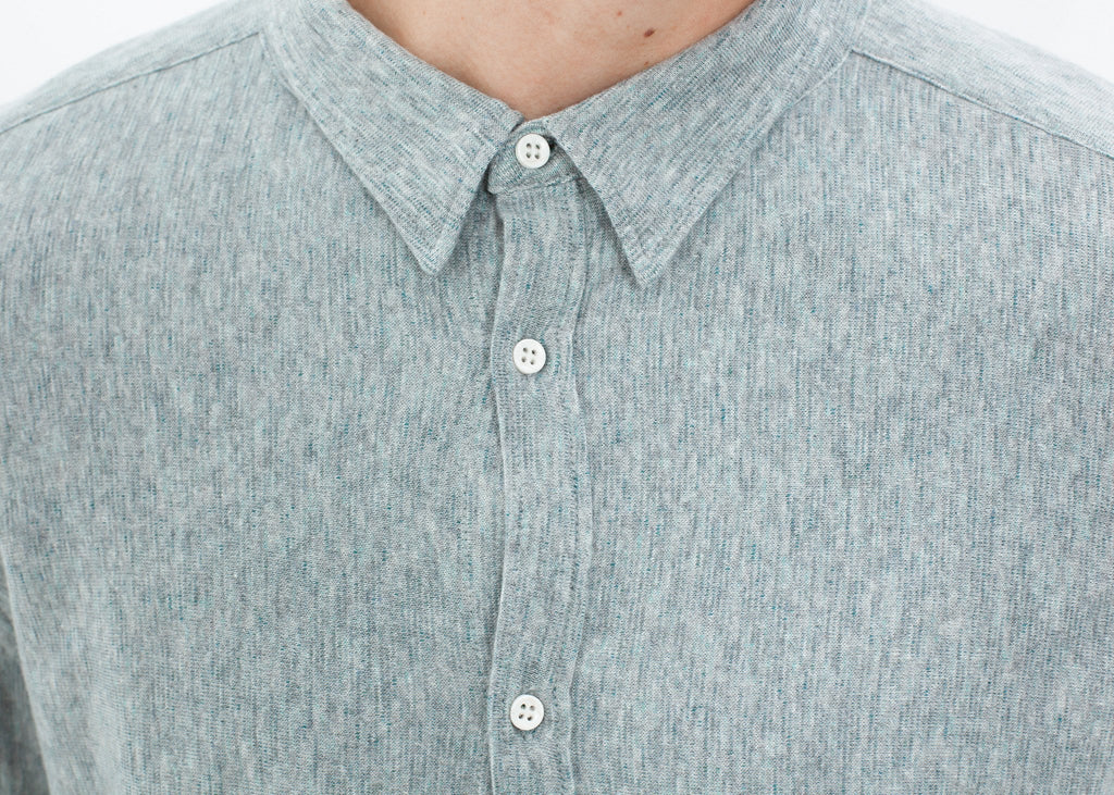 Kasuri Jersey Button-Up in Blue Grey - raj