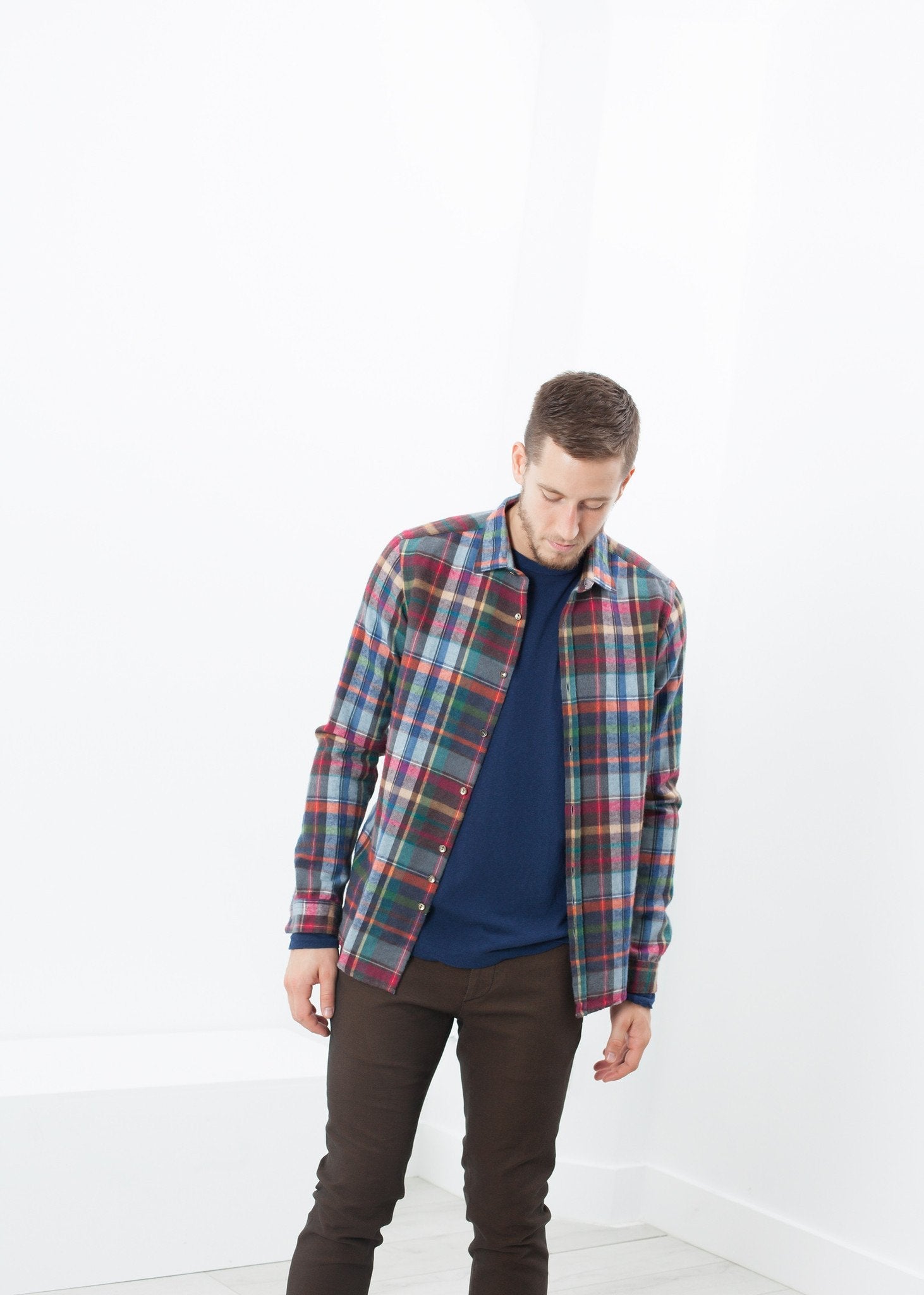 Riccardo Button-Up in Plaid Multi -nadeem