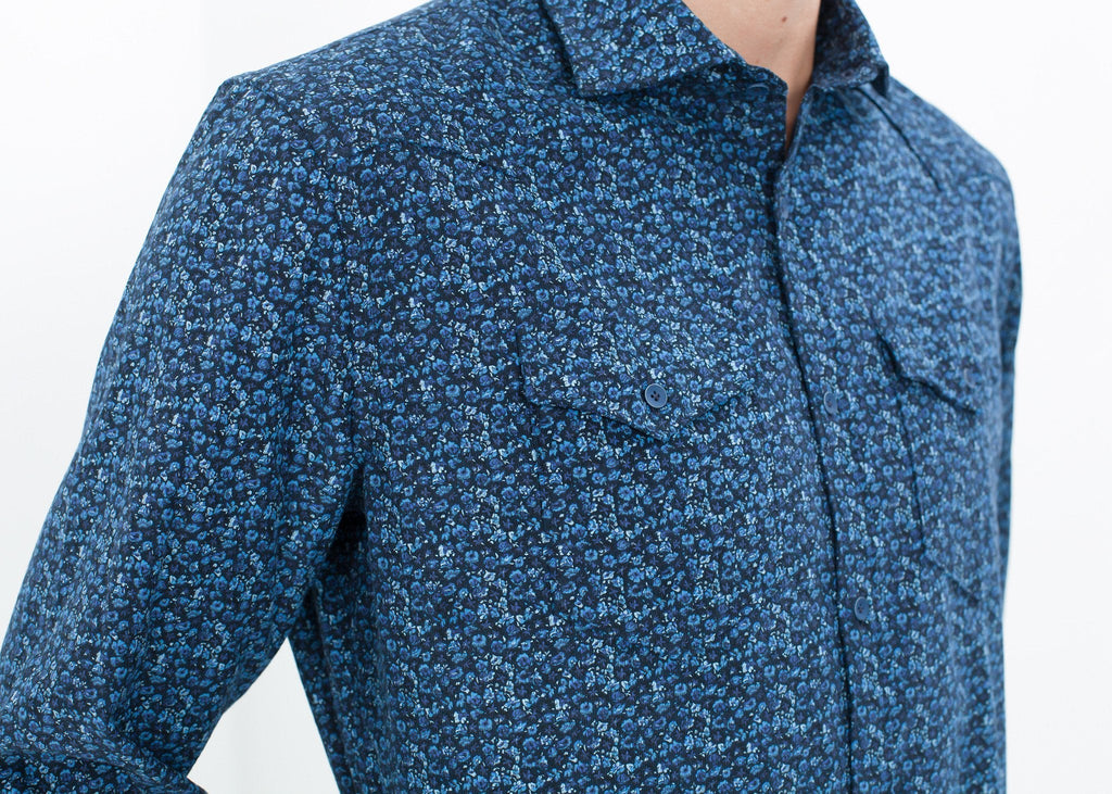 Western Arkansas Button-Up in Blue Floral - raj