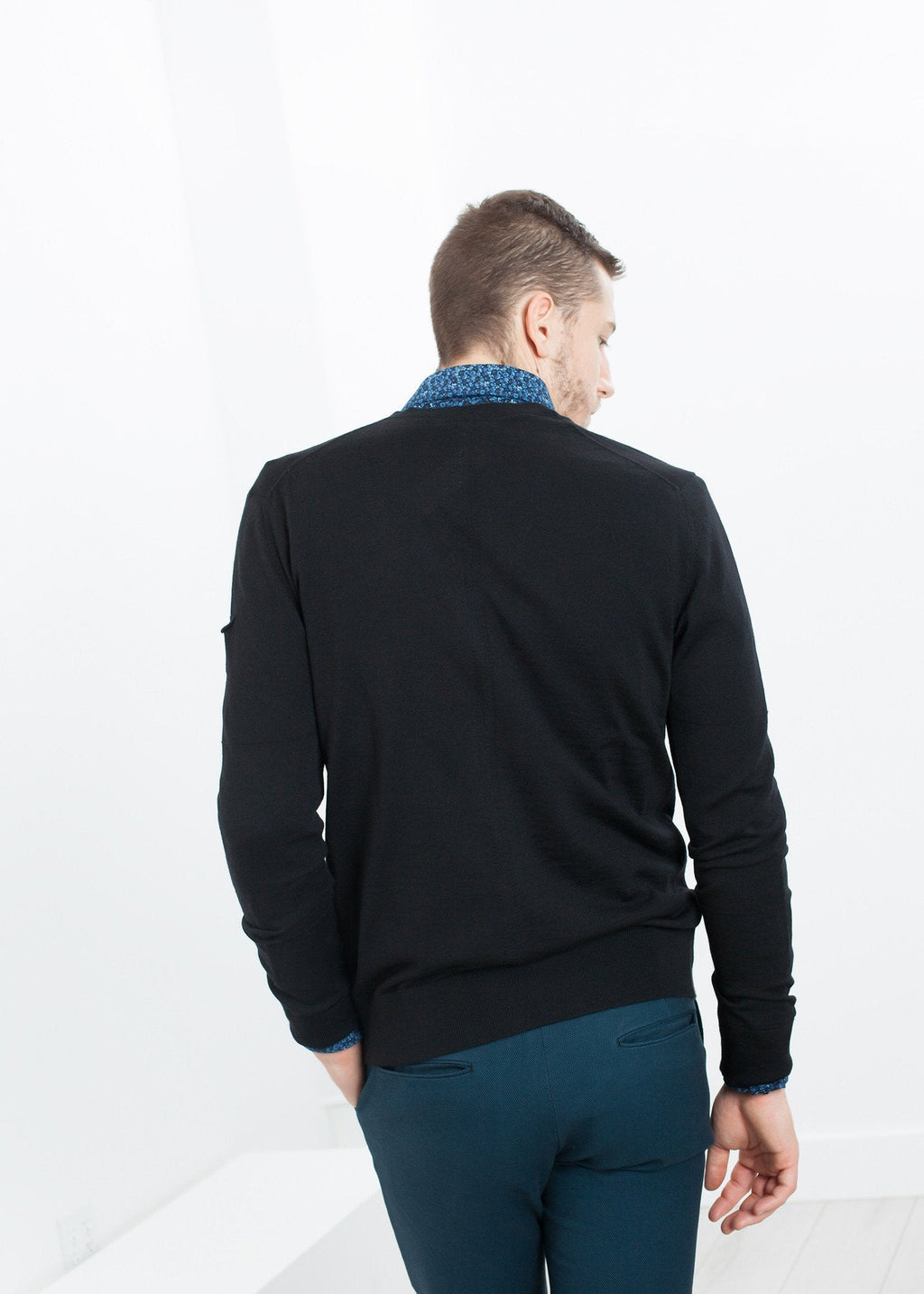 Hidden Placket Cardigan in Black - raj
