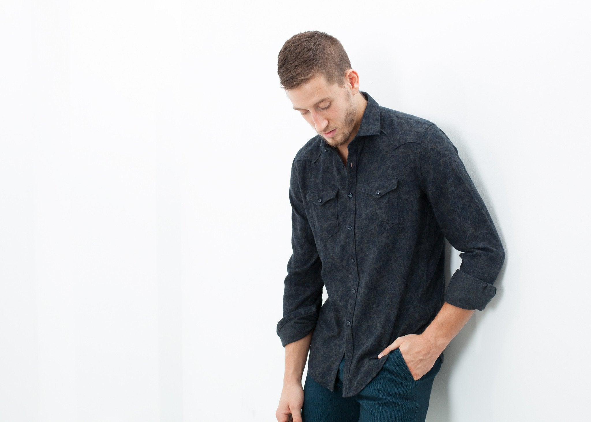 Western Arkansas Button-Up in Dark Hash Floral - raj