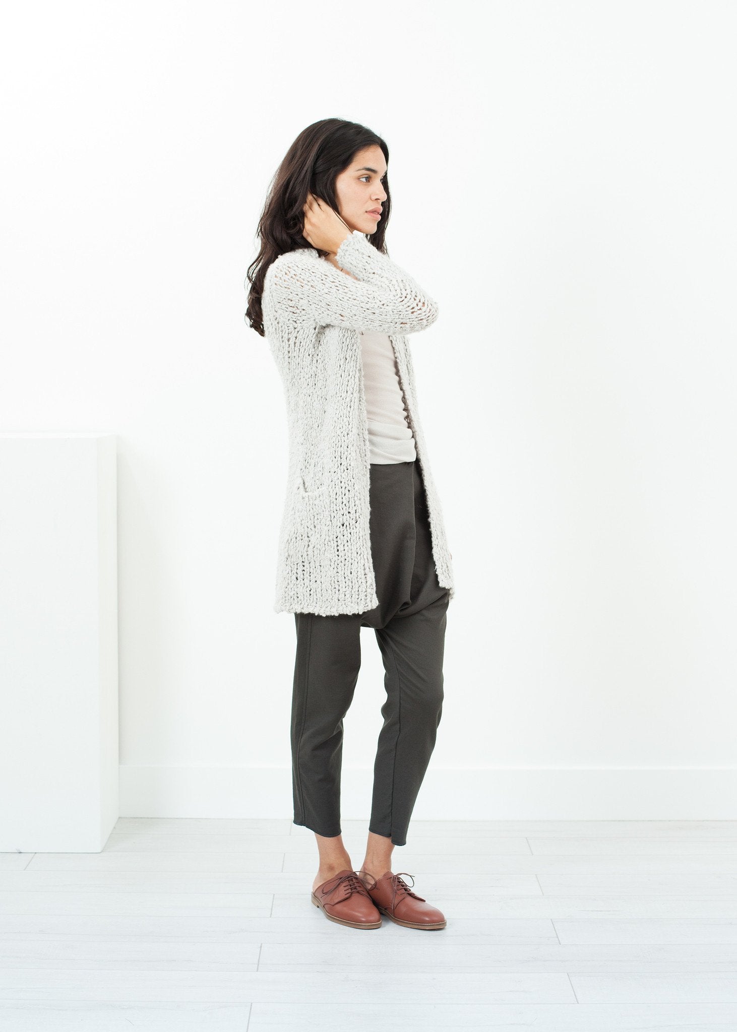 Bulk Stitch Cardigan in Cloud right Bulk Stitch Cardigan in Cloud