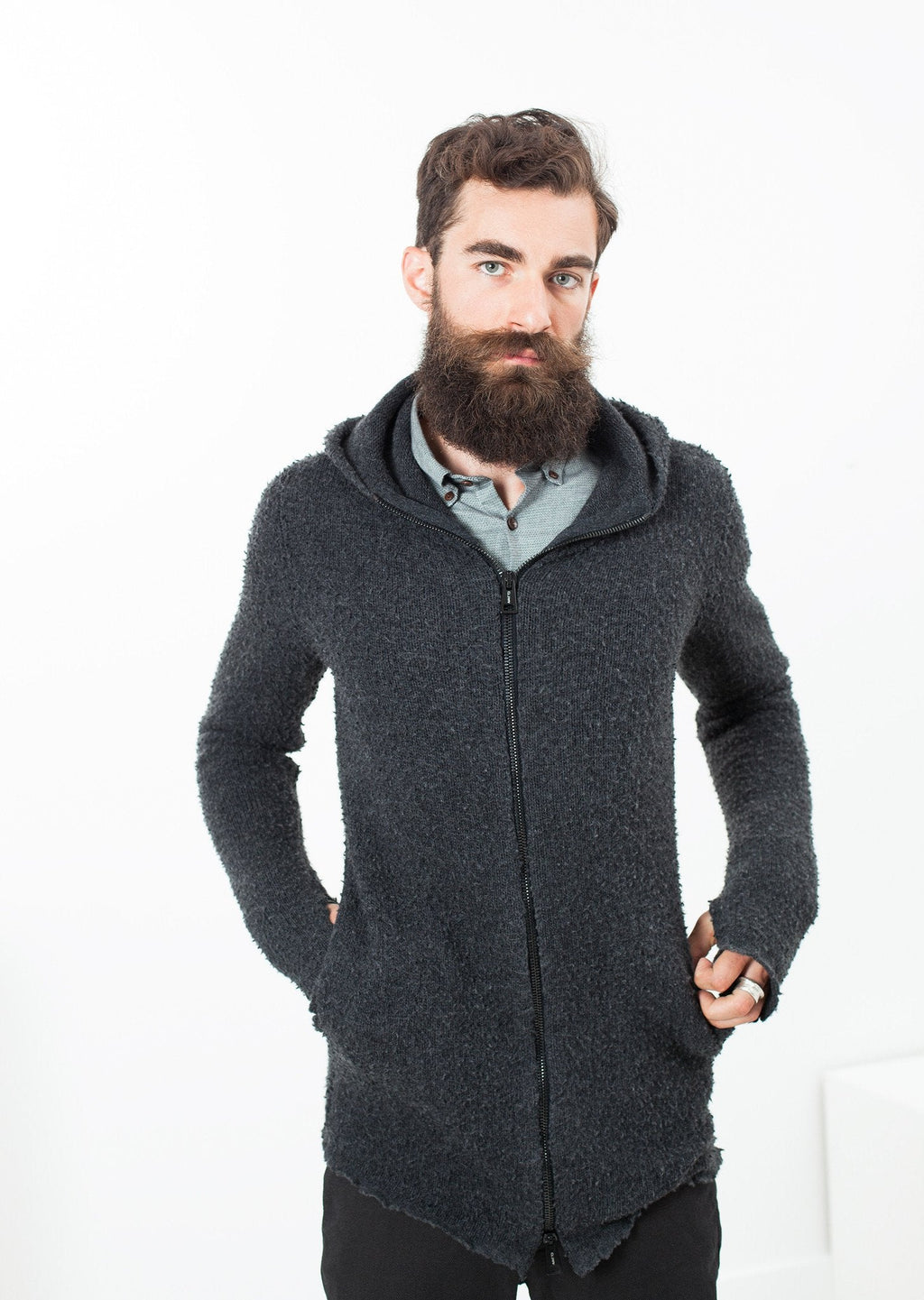 Pill Zip Sweater in Anthracite - raj
