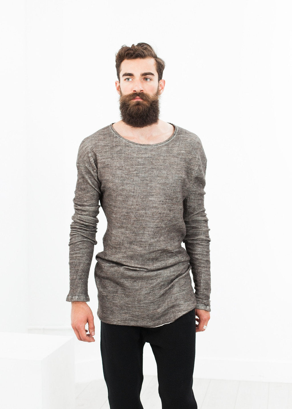 Extra Long Sleeve Sweater in Cavern - raj