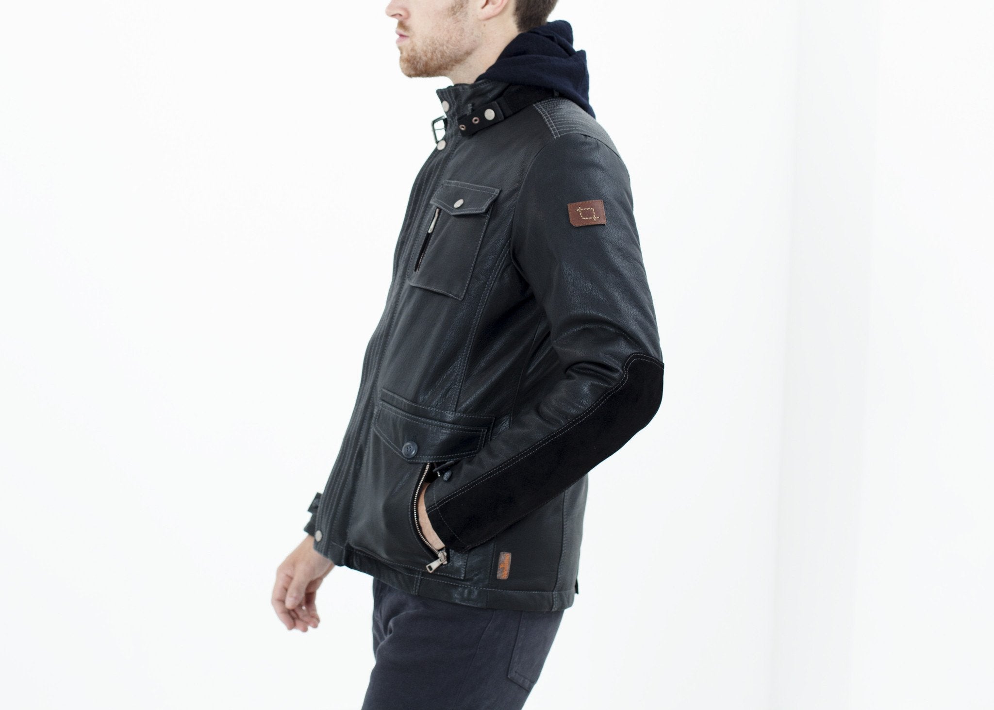 Prince Leather Field Jacket in Meteor - raj
