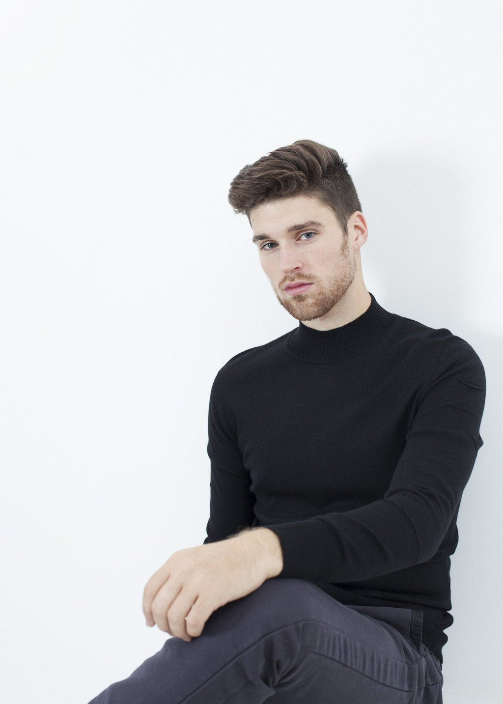 Merino Knit Turtleneck in Black - raj
