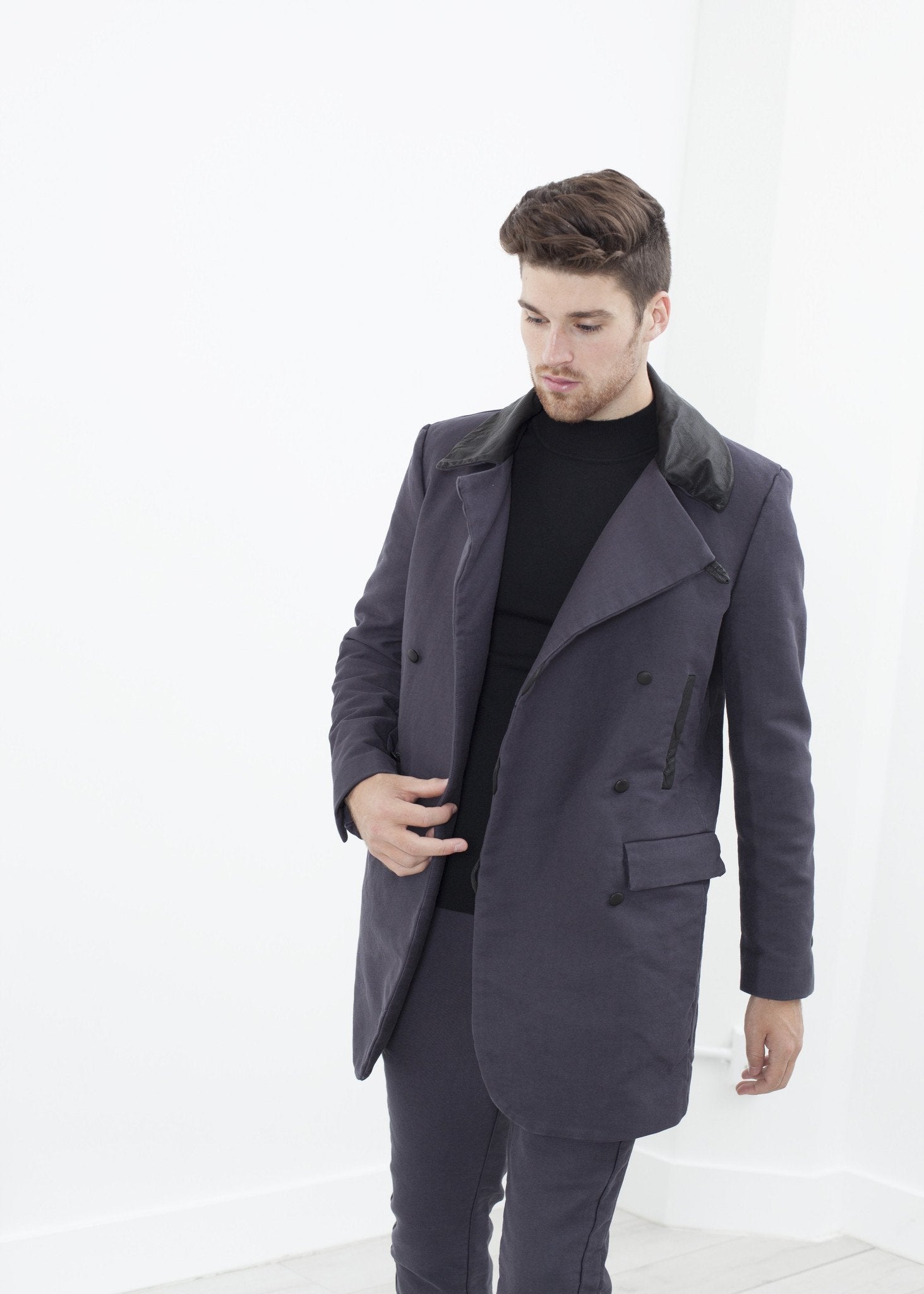 Taban Coat in Phantom -nadeem