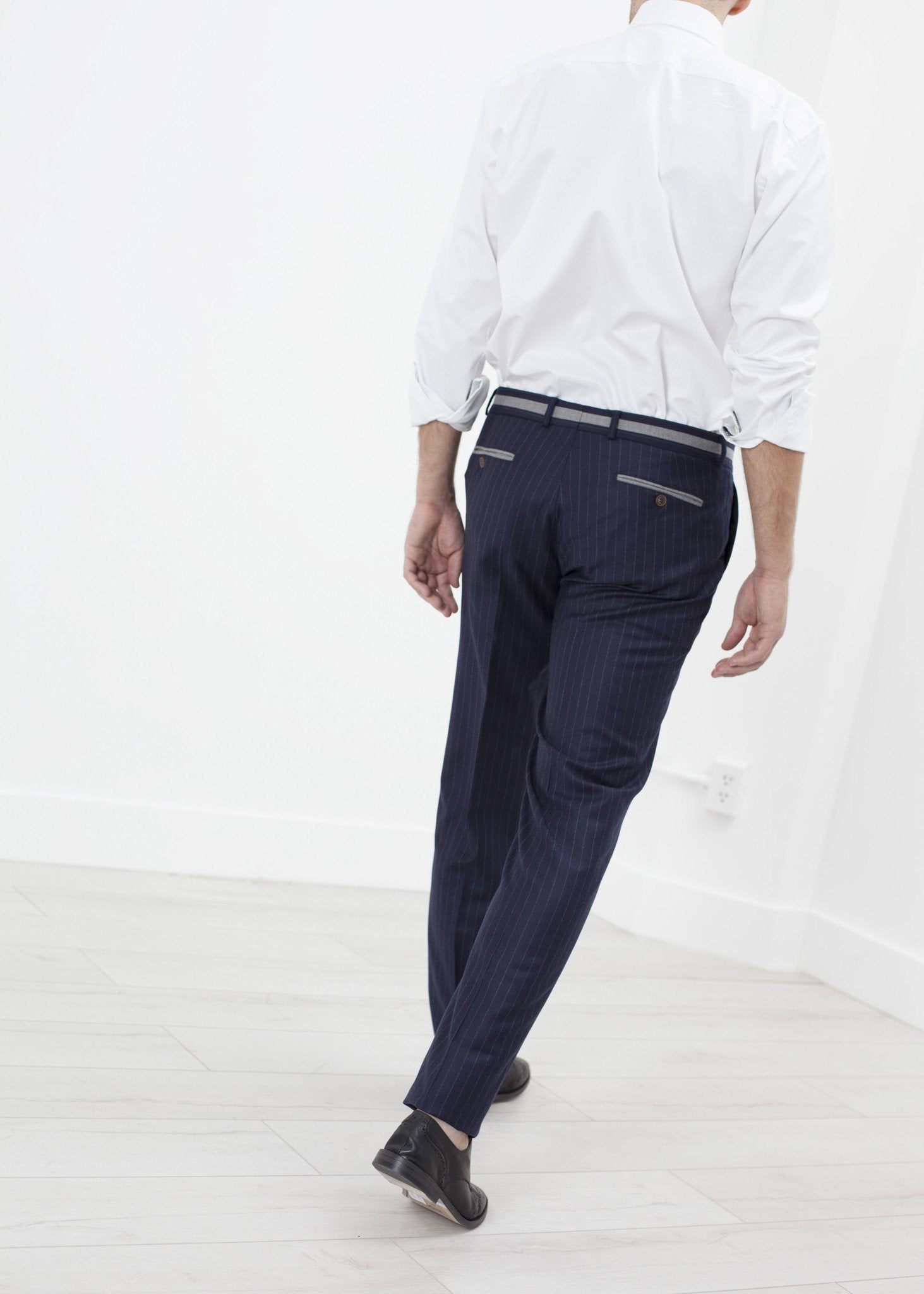 Sinclair Trouser in Navy Stripe - raj