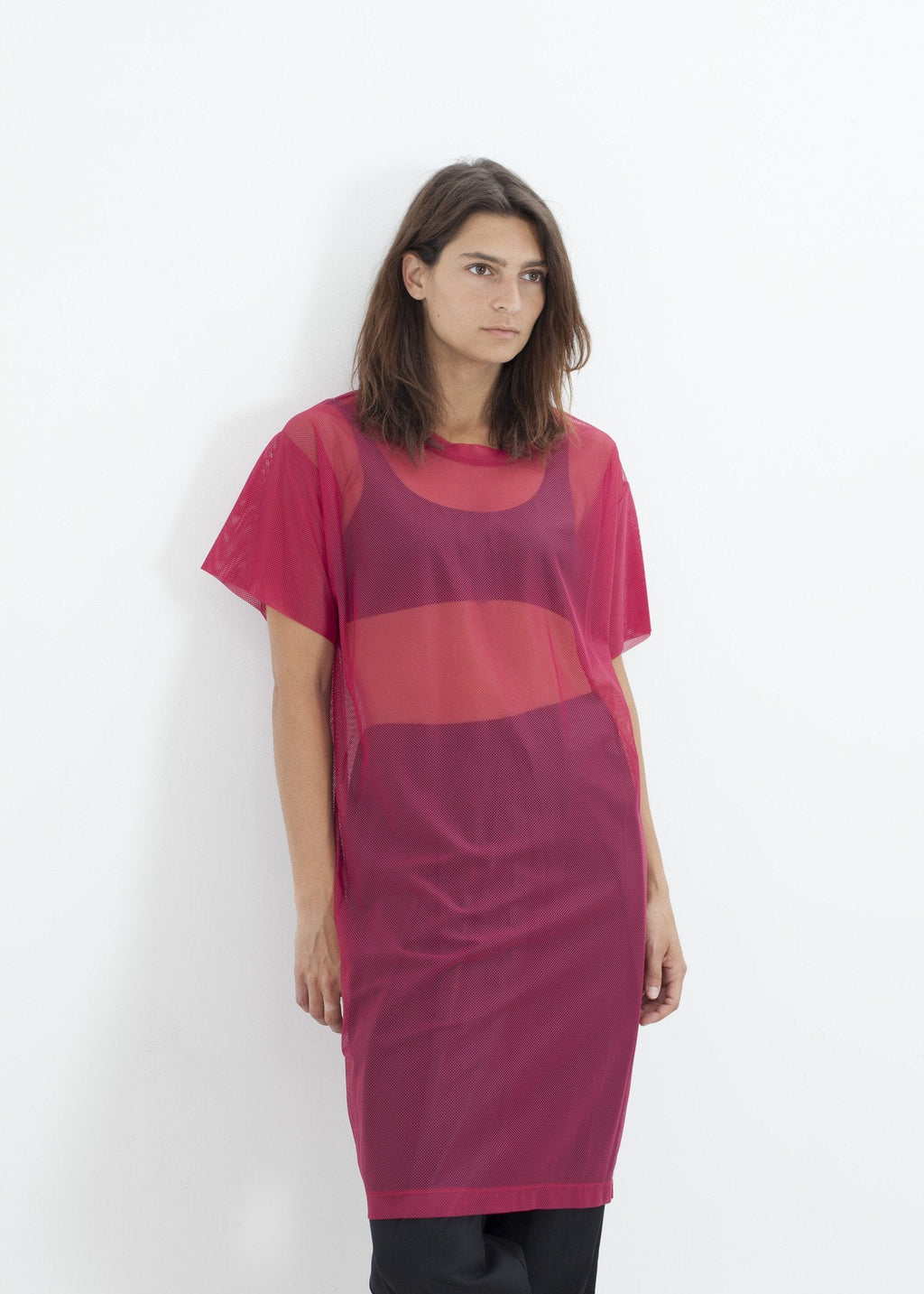Mesh Over Dress in Pink -nadeem