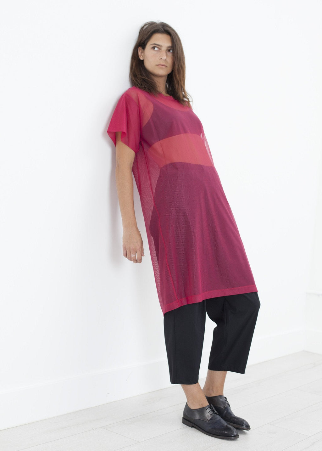 Mesh Over Dress in Pink - raj