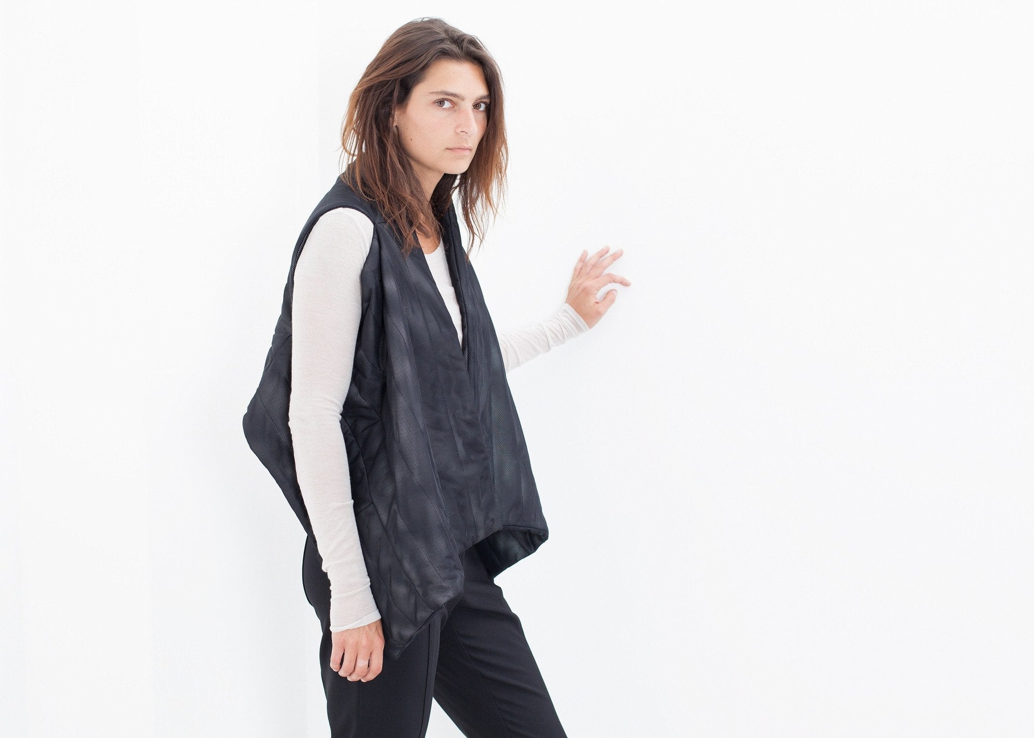 Quilted Mesh Waistcoat in Black/White - raj