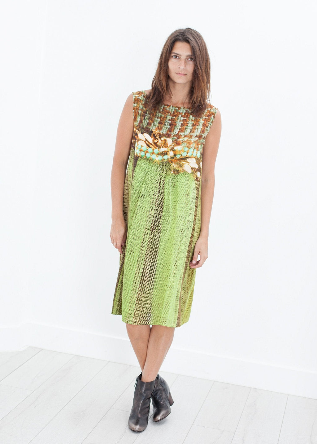 Silk Shift in Tweed and Net -nadeem