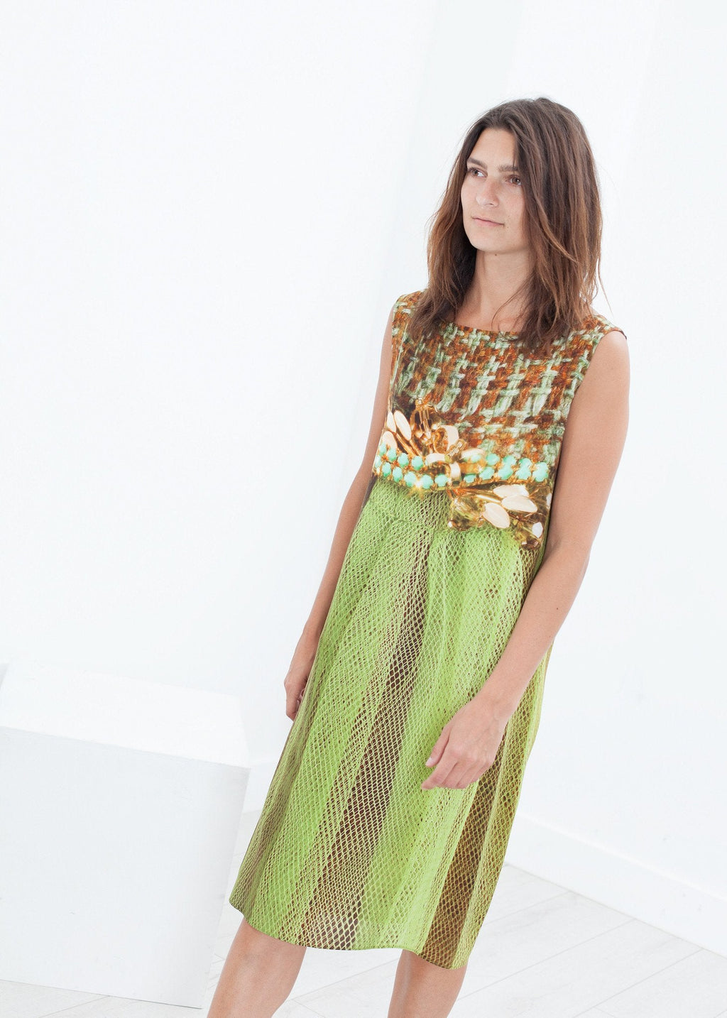 Silk Shift in Tweed and Net - raj