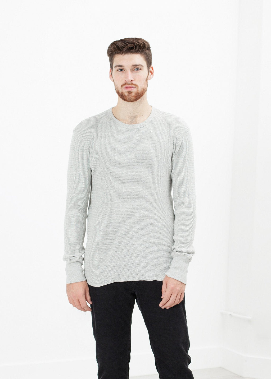 Waffle Knit Long Sleeve Tee -nadeem