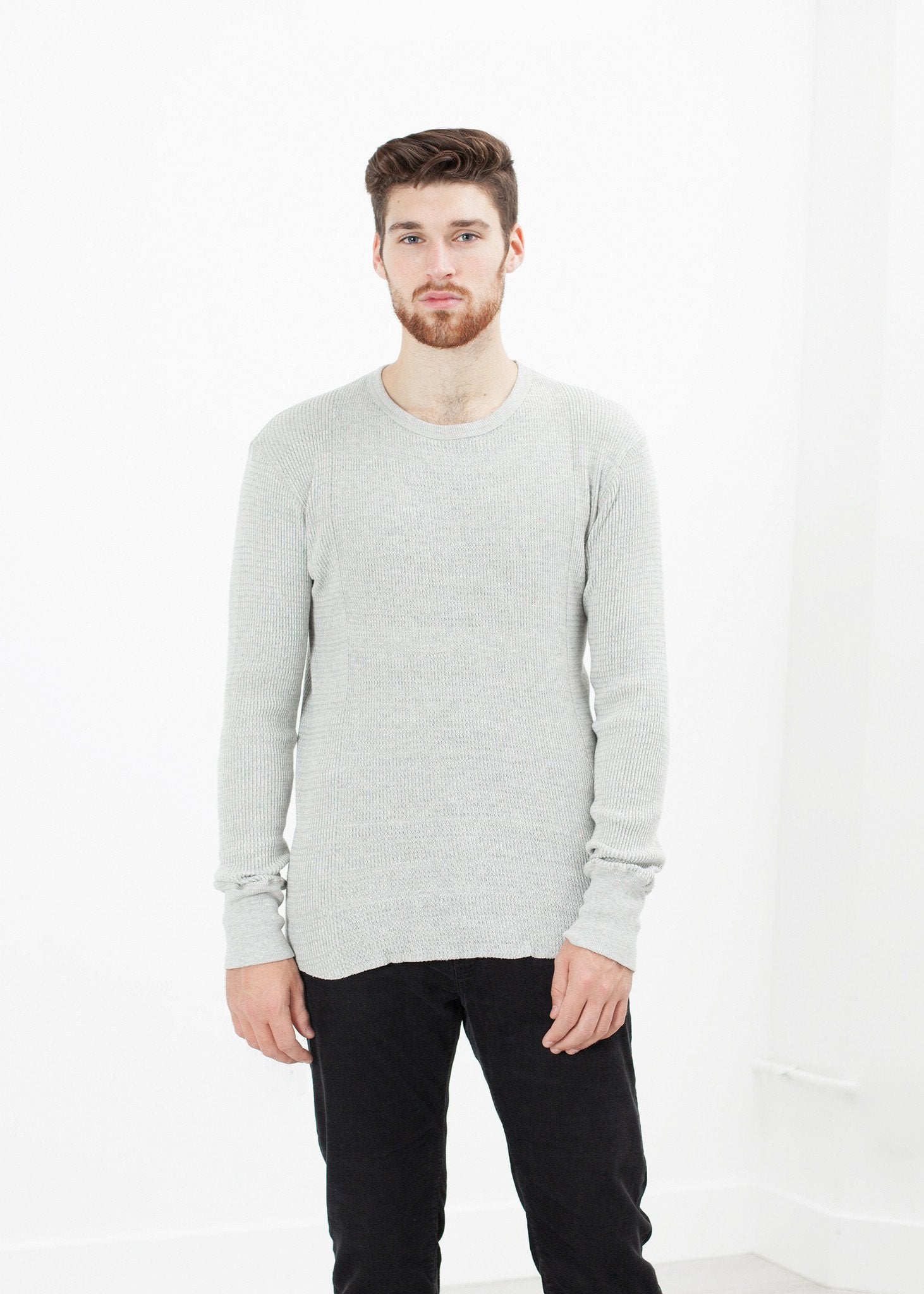 Waffle Knit Long Sleeve Tee -nadeem