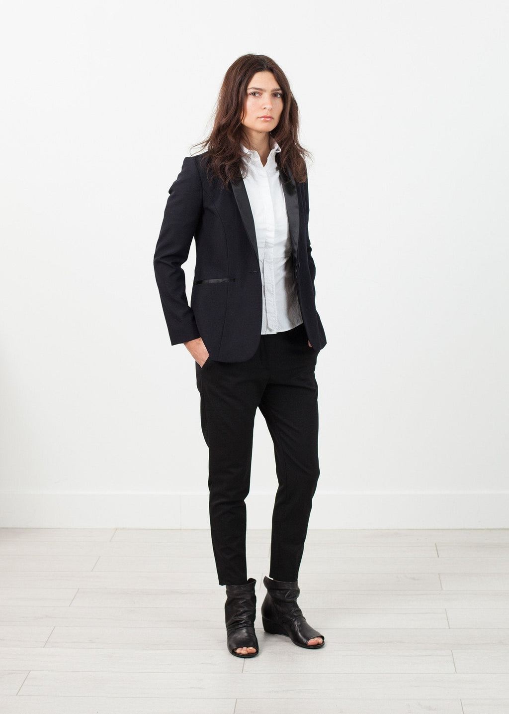 Shawl Collar Blazer in Black -nadeem