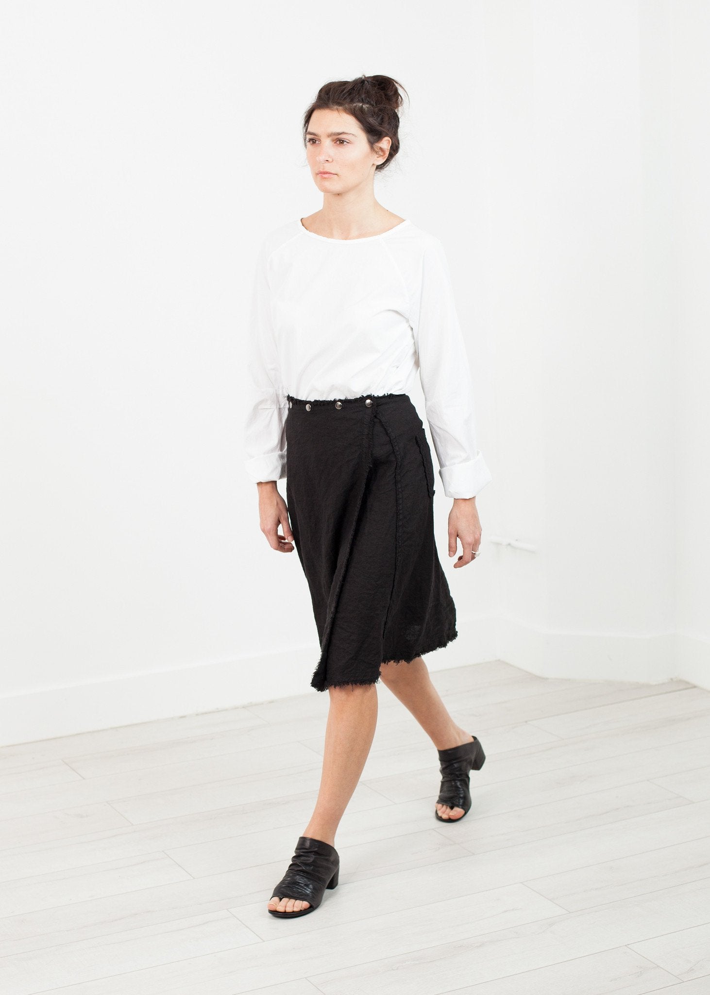 Wrap Snap Skirt in Black -nadeem