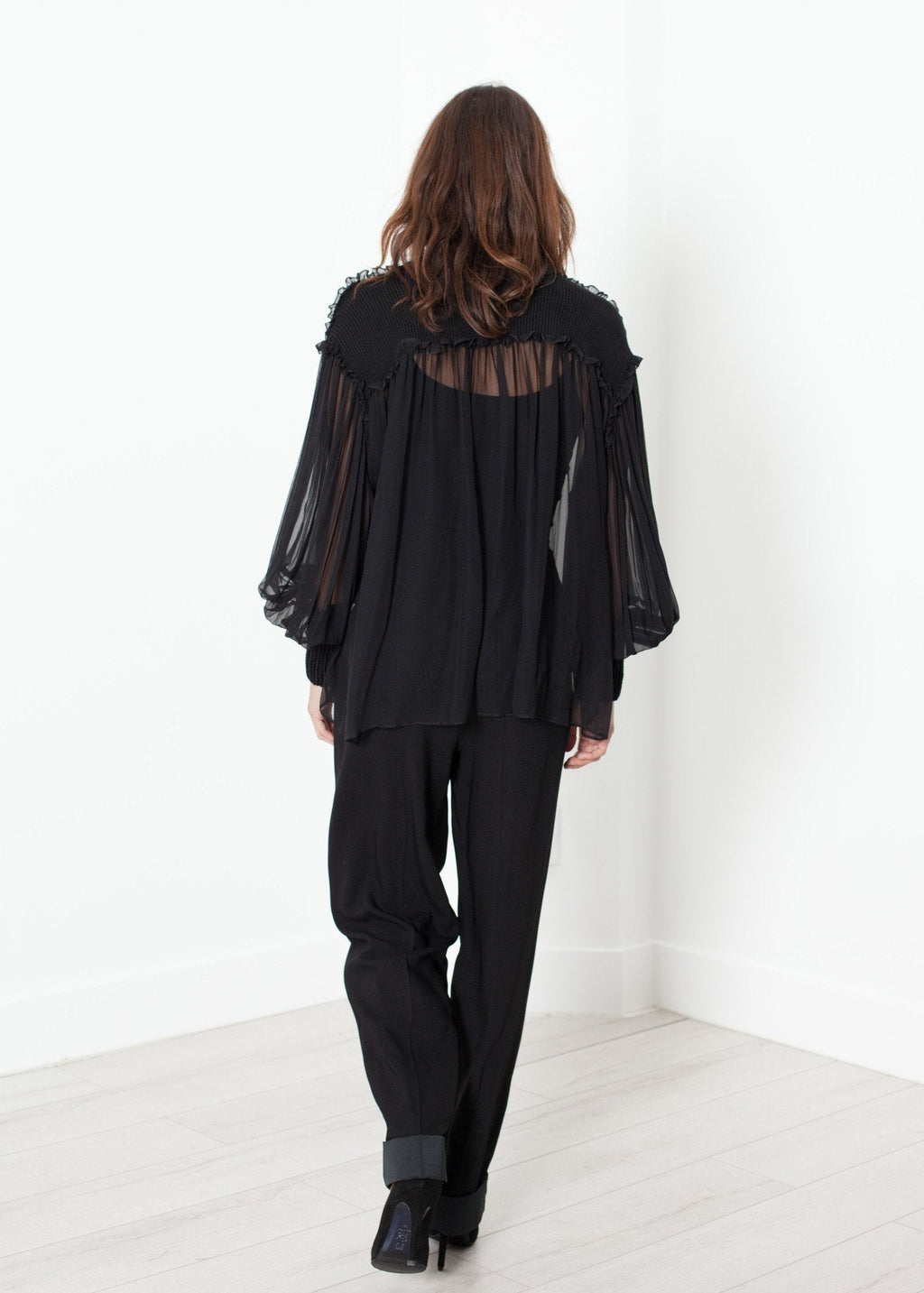 Poet Silk Sweater in Black -nadeem