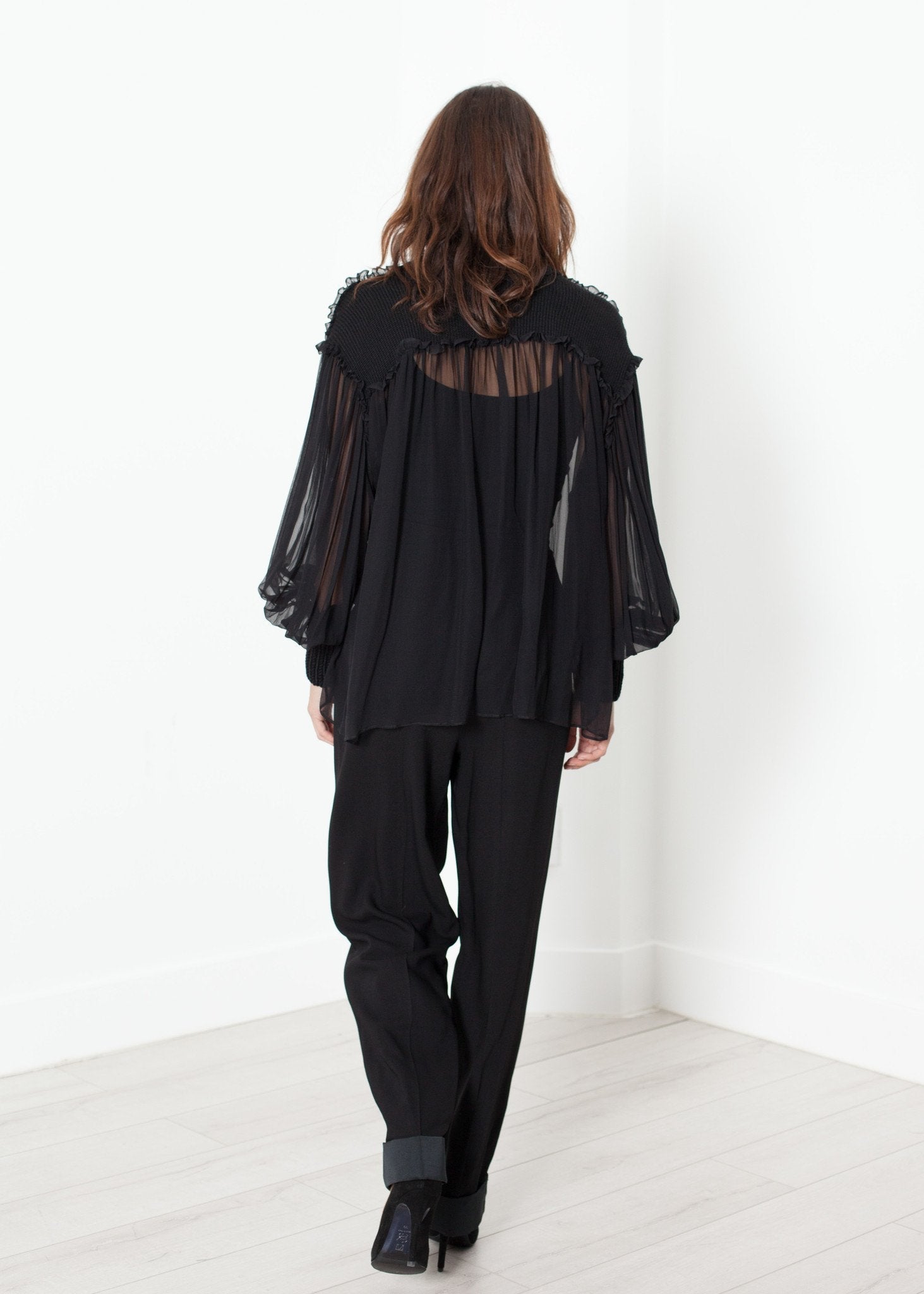 Poet Silk Sweater in Black -nadeem
