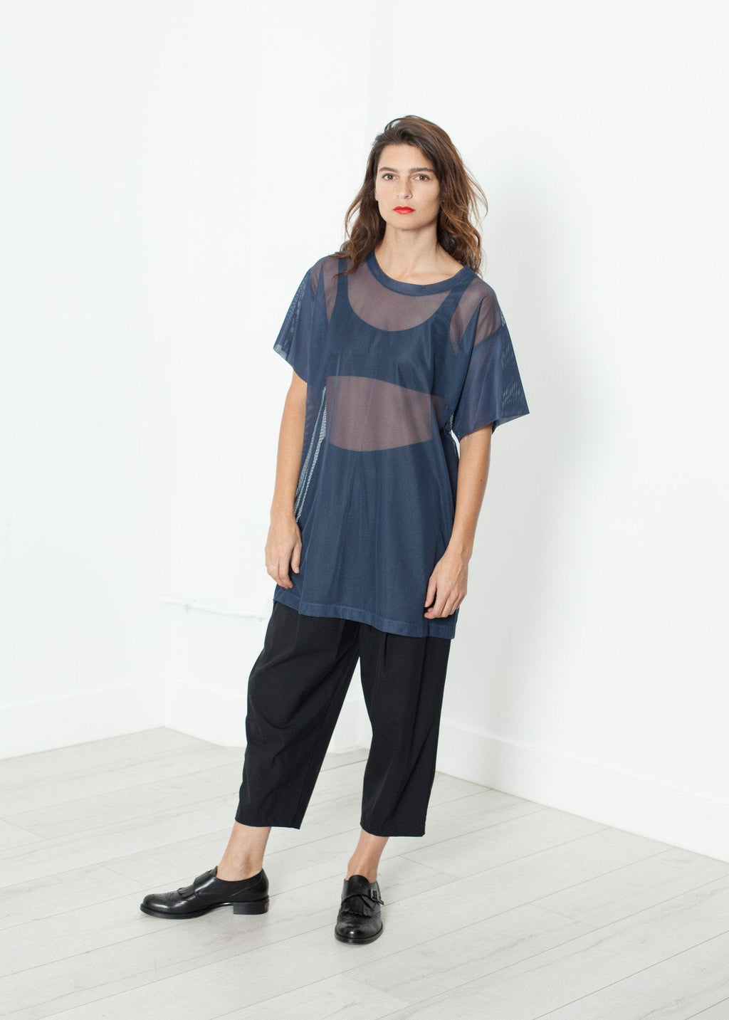 Mesh Over Dress in Navy - raj