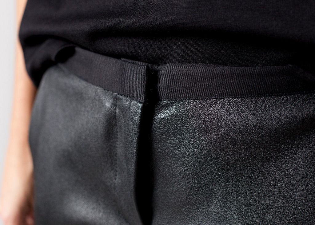 Leather Panel Trouser in Black - raj